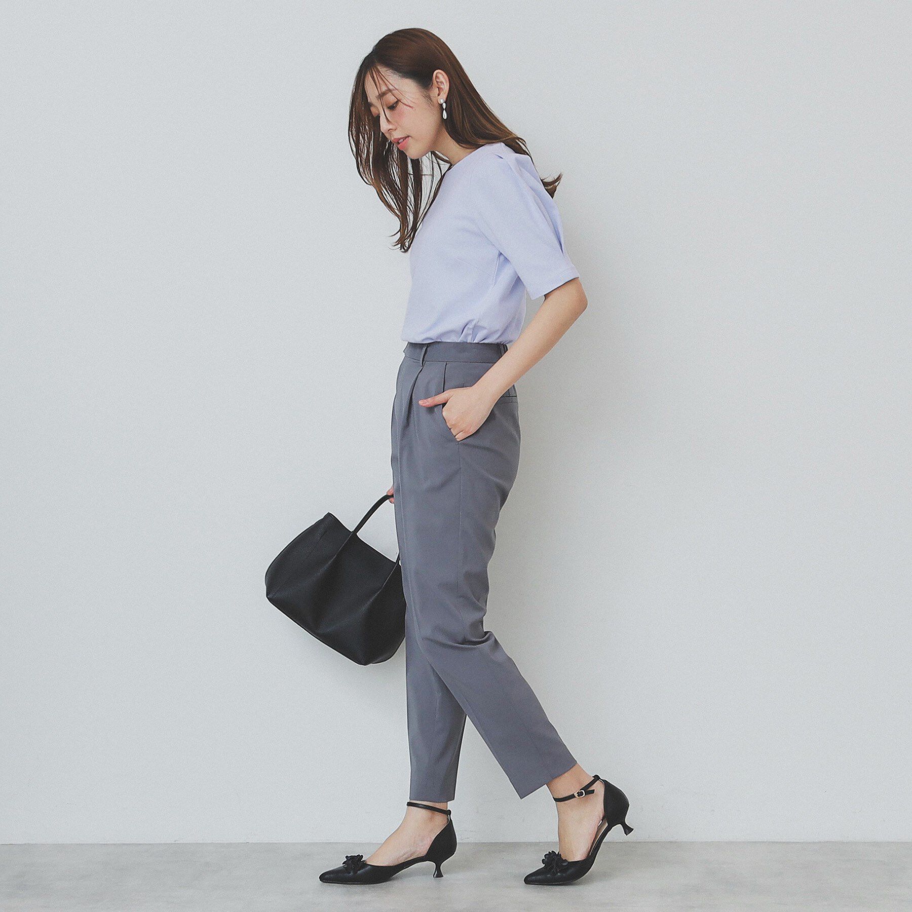 index「《10色展開/XS-LLサイズ》コットンスムースタックスリーブトップス【UV/接触冷感/洗濯機洗い可」|Tシャツ・カットソー|