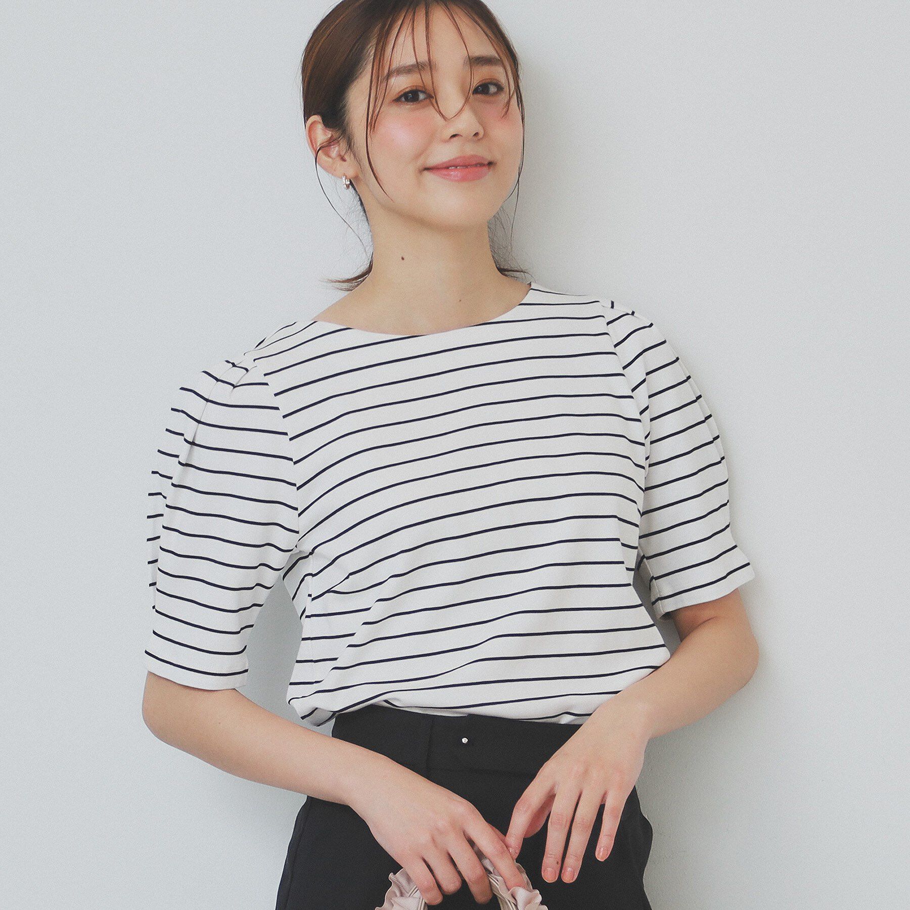 index「《10色展開/XS-LLサイズ》コットンスムースタックスリーブトップス【UV/接触冷感/洗濯機洗い可」|Tシャツ・カットソー|オフホワイト(303