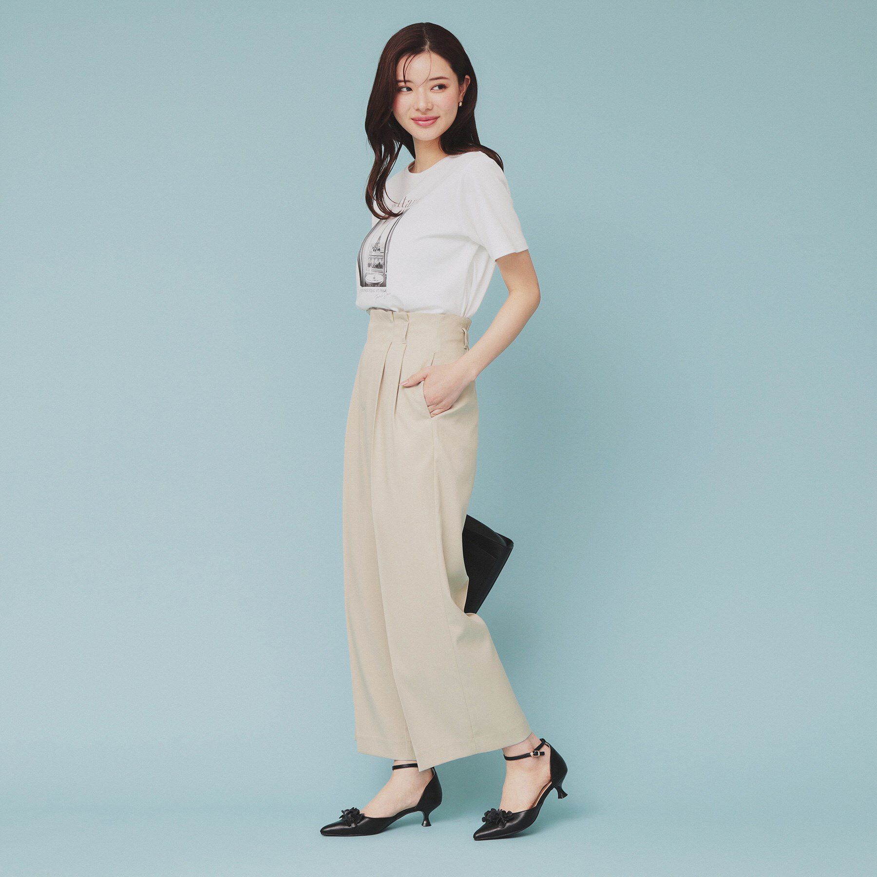 index「ベルト付ストレッチワイドパンツ【防シワ/イージーアイロン/洗濯機洗い可】」|その他|