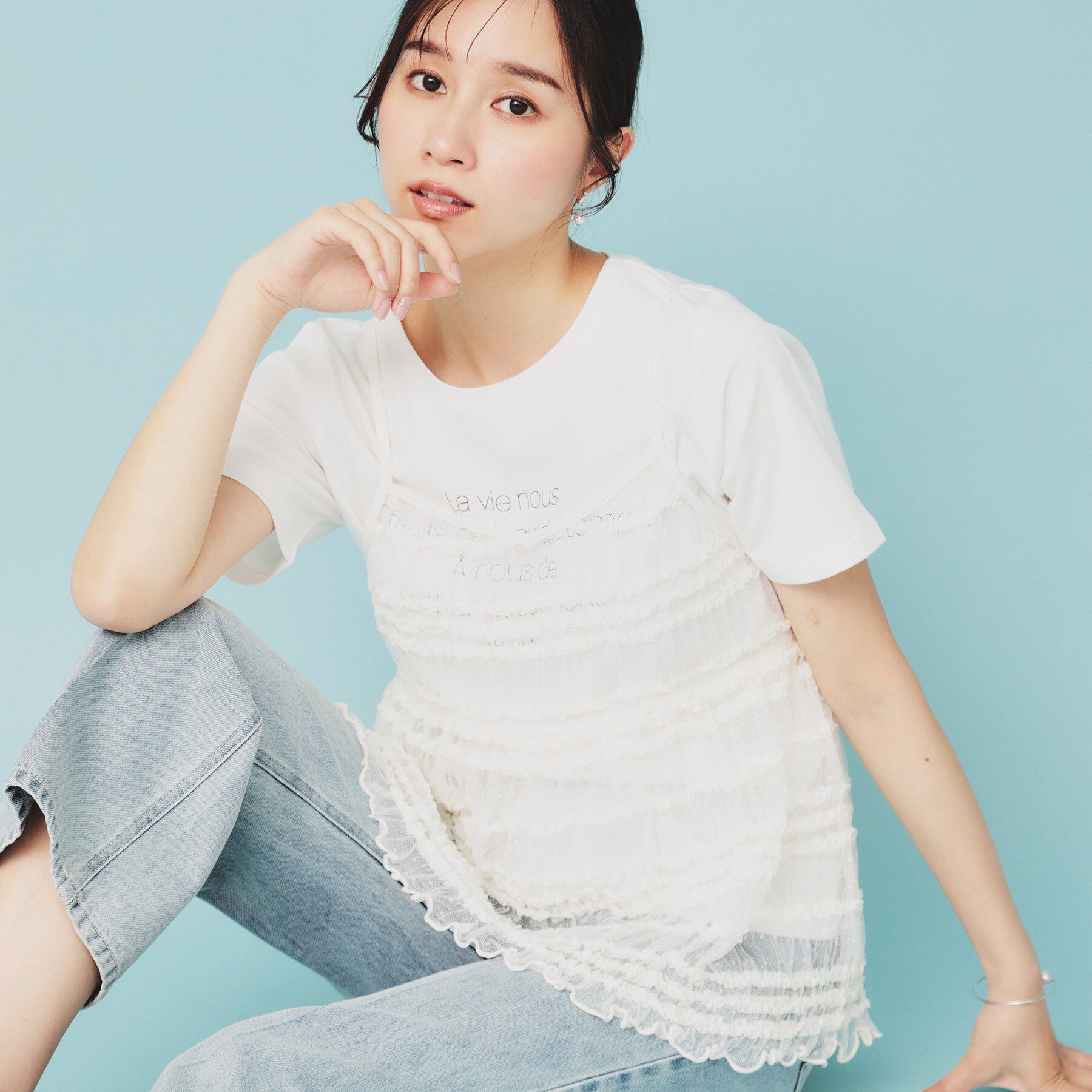 index「《ツインセット》ロゴT&times;チュールキャミ【UVケア/接触冷感/洗濯機洗い可】」|その他|アイボリー(004)