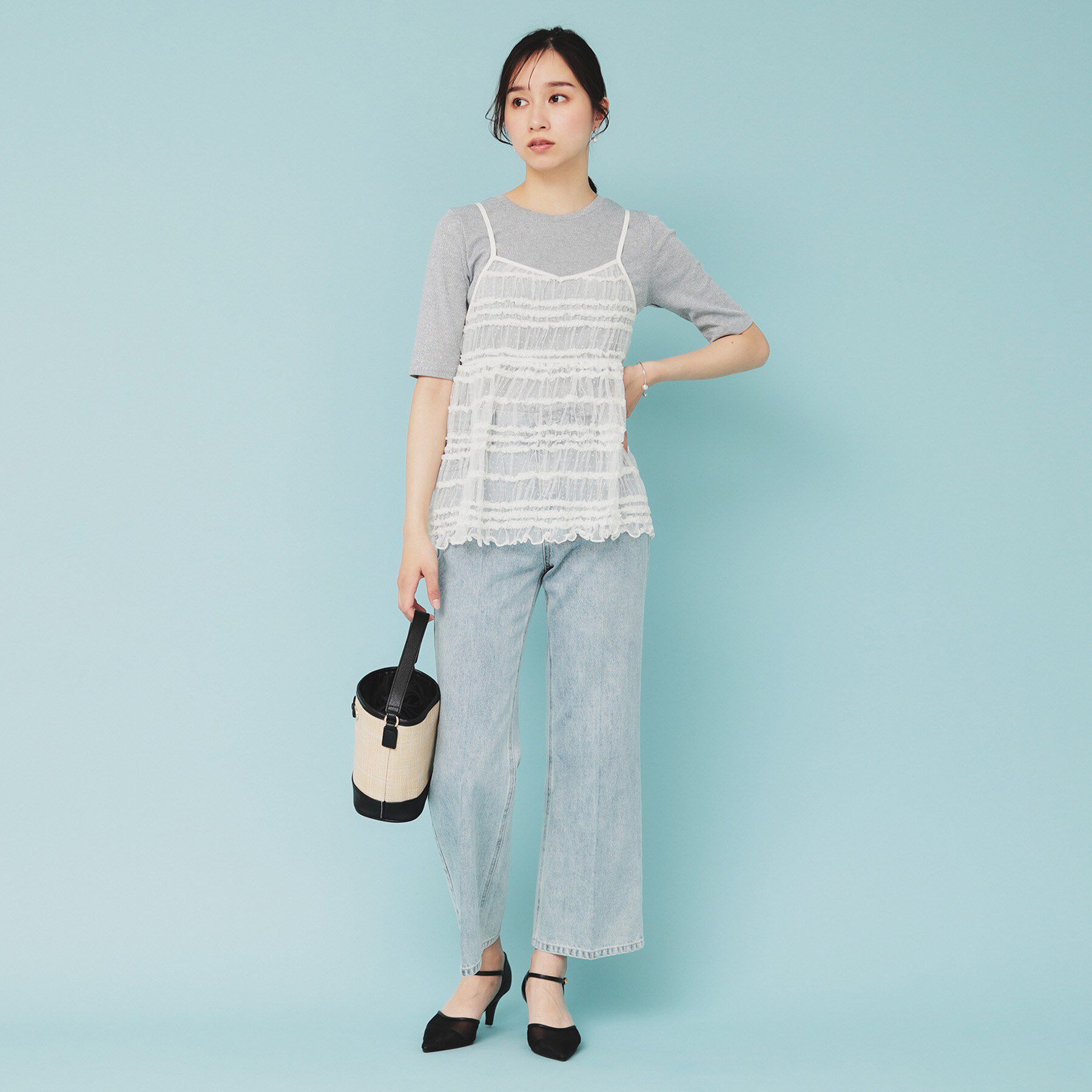 index「《ツインセット》ロゴT&times;チュールキャミ【UVケア/接触冷感/洗濯機洗い可】」|その他|