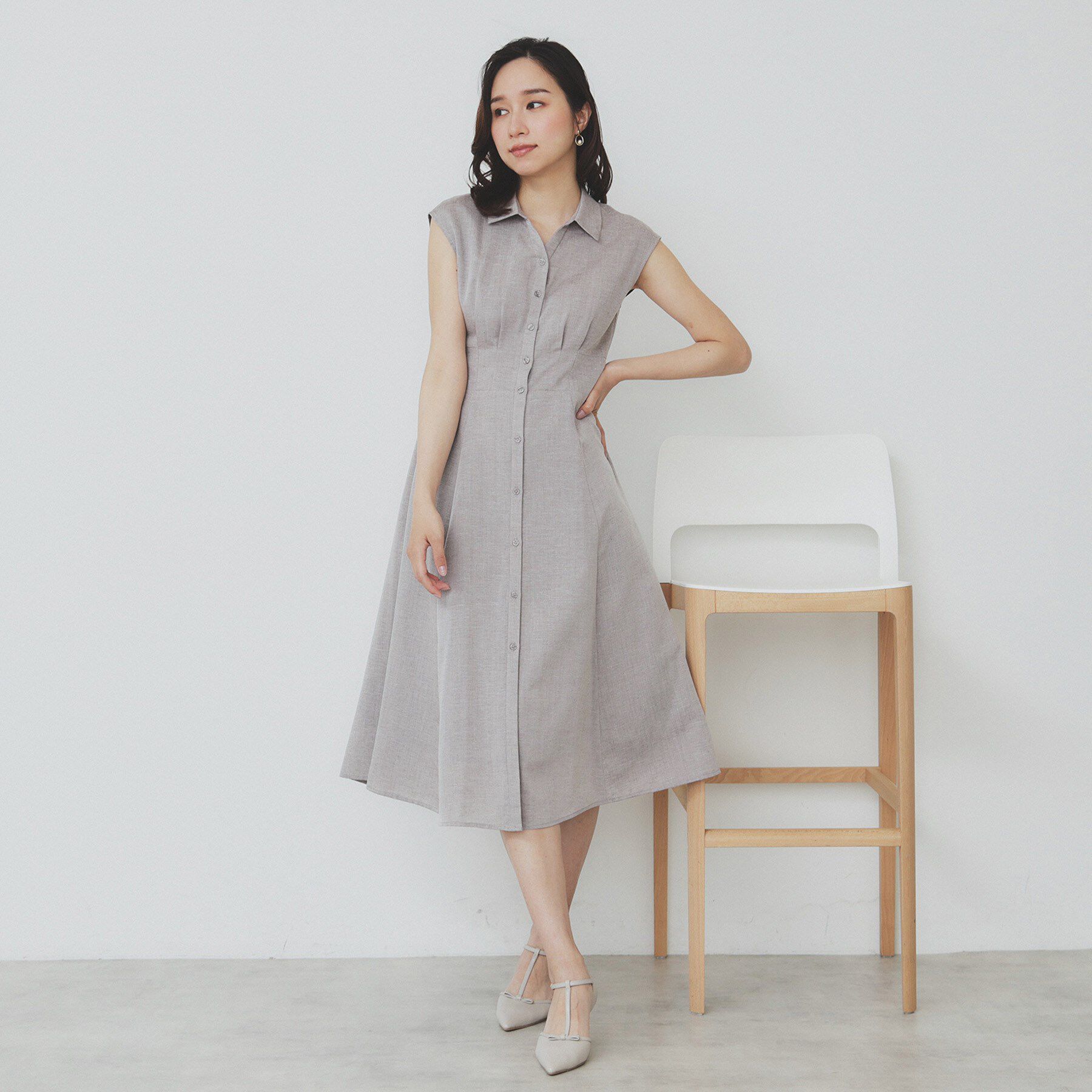 index「リネンライクシャツワンピース【洗濯機洗い可】」|ワンピース|
