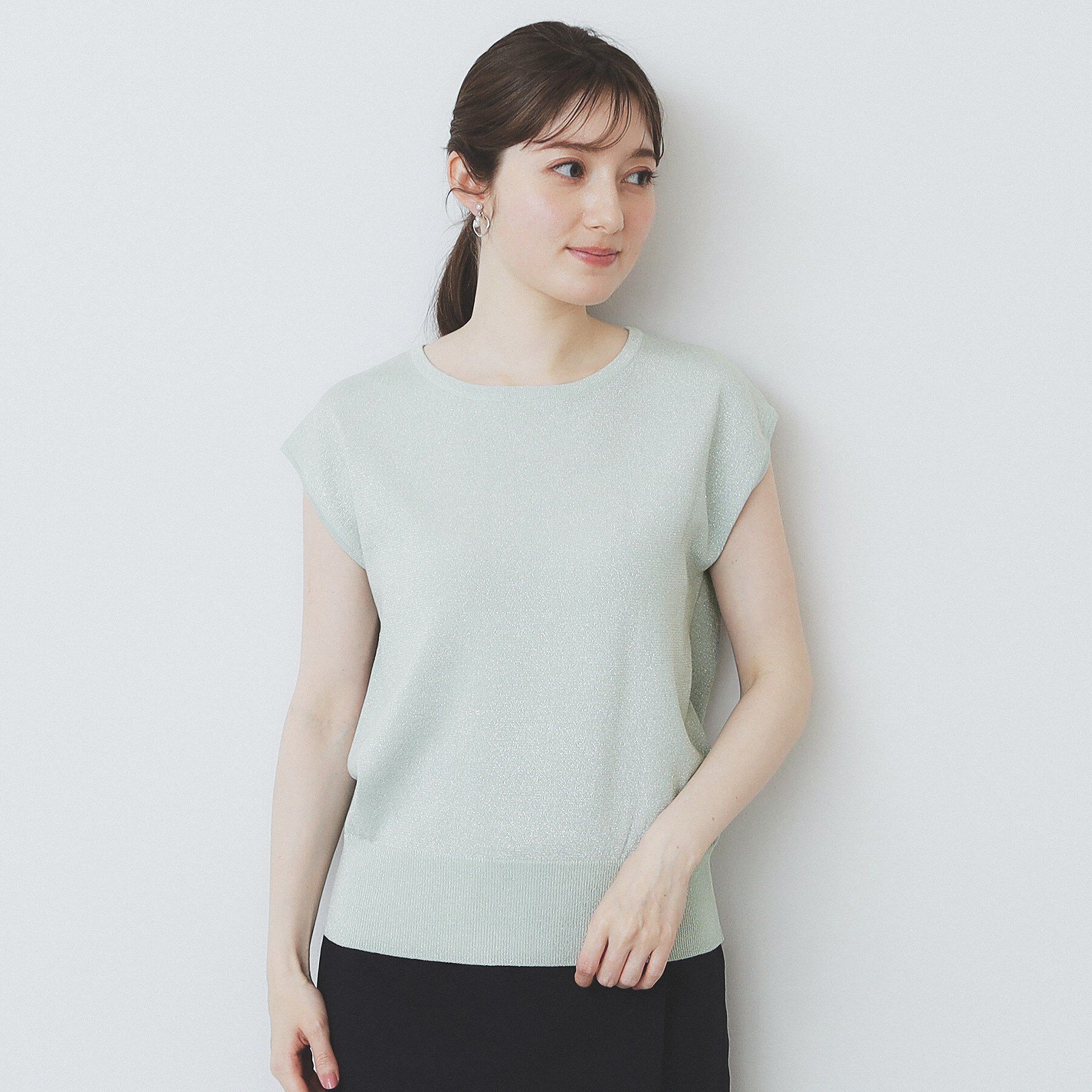 index「《XS-LLサイズ》フレンチスリーブニット【洗濯機洗い可/抗ピル】」|ニット・セーター|