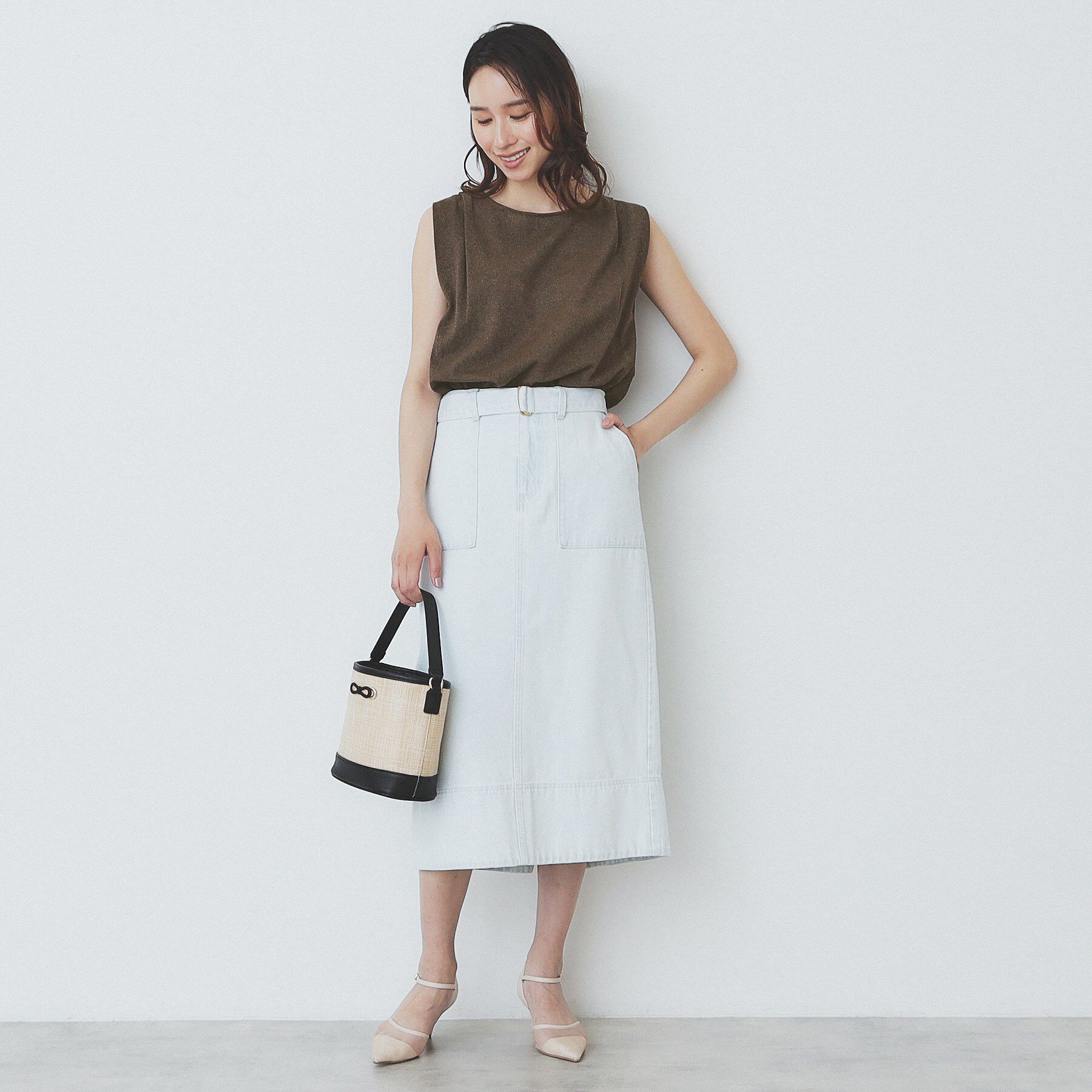 index「タックノースリーブニット【洗濯機洗い可/UVケア/抗ピル】」|Tシャツ・カットソー|