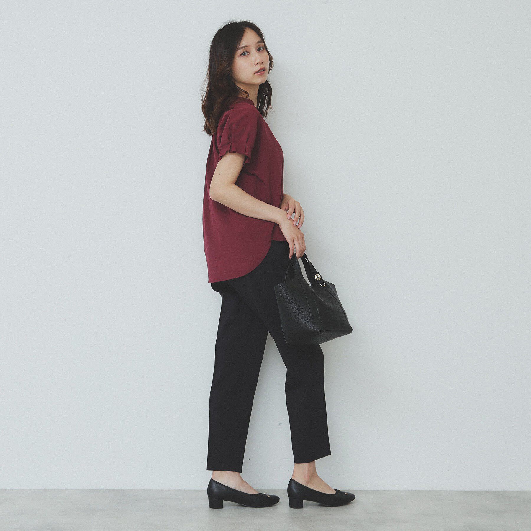 index「《7色展開/XS-LLサイズ》タックスリーブスキッパーブラウス【洗濯機洗い可/吸水速乾/抗ピル/防シ」|シャツ・ブラウス|