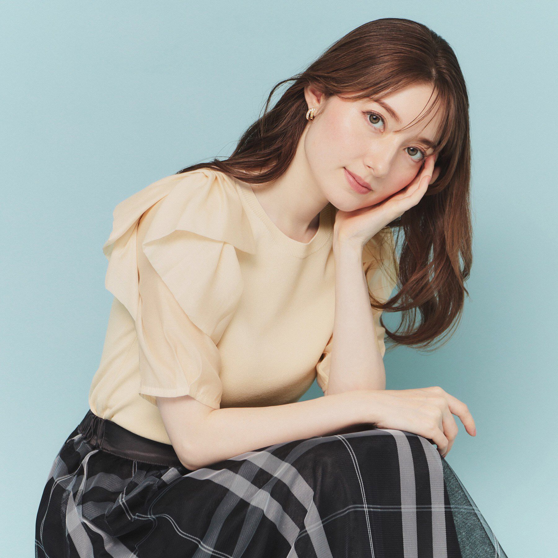 index「リボンスリーブドッキングニット【洗濯機洗い可/抗ピル】」|ニット・セーター|ライトベージュ(05