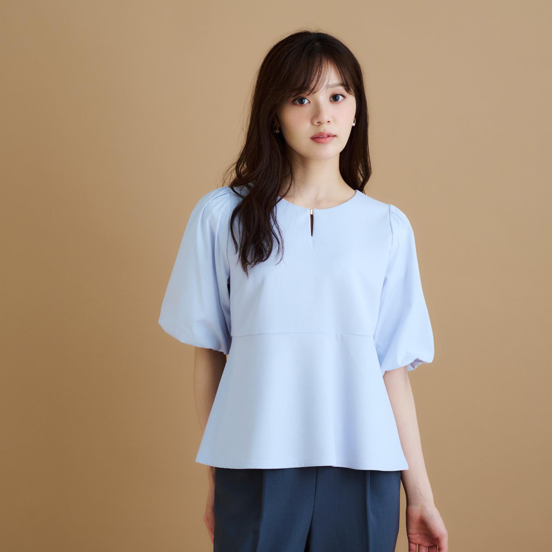 index「《S-LLサイズ》バルーンスリーブペプラムトップス【洗濯機洗い可/接触冷感/UVケア】」|Tシャツ・カットソー|