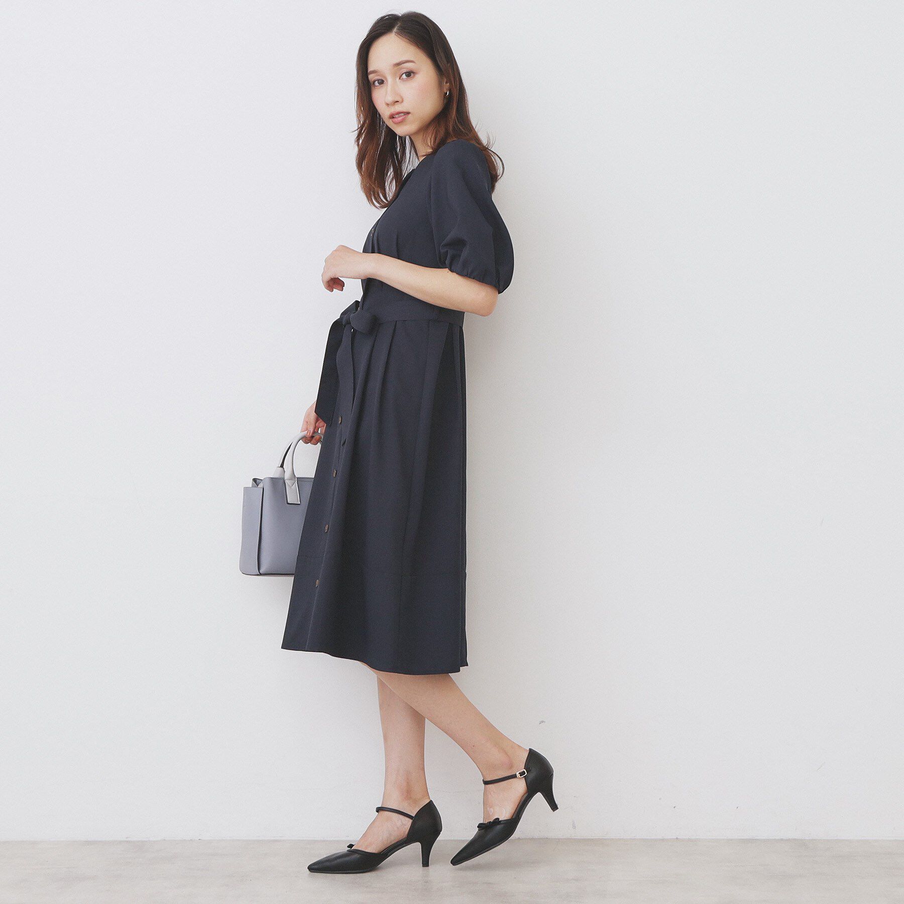 index「タックパフスリーブワンピース【洗濯機洗い可/イージーアイロン】」|ワンピース|