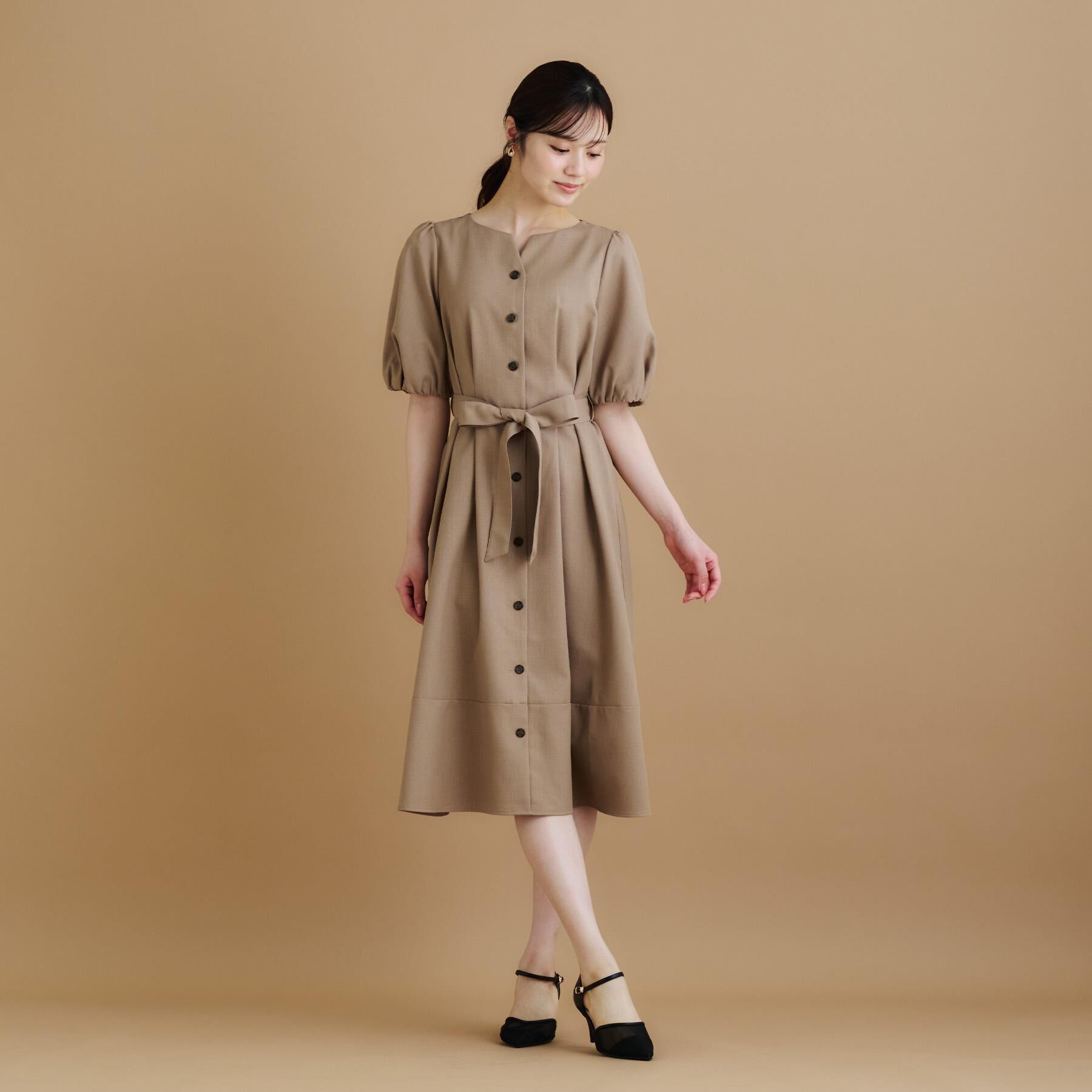 index「タックパフスリーブワンピース【洗濯機洗い可/イージーアイロン】」|ワンピース|