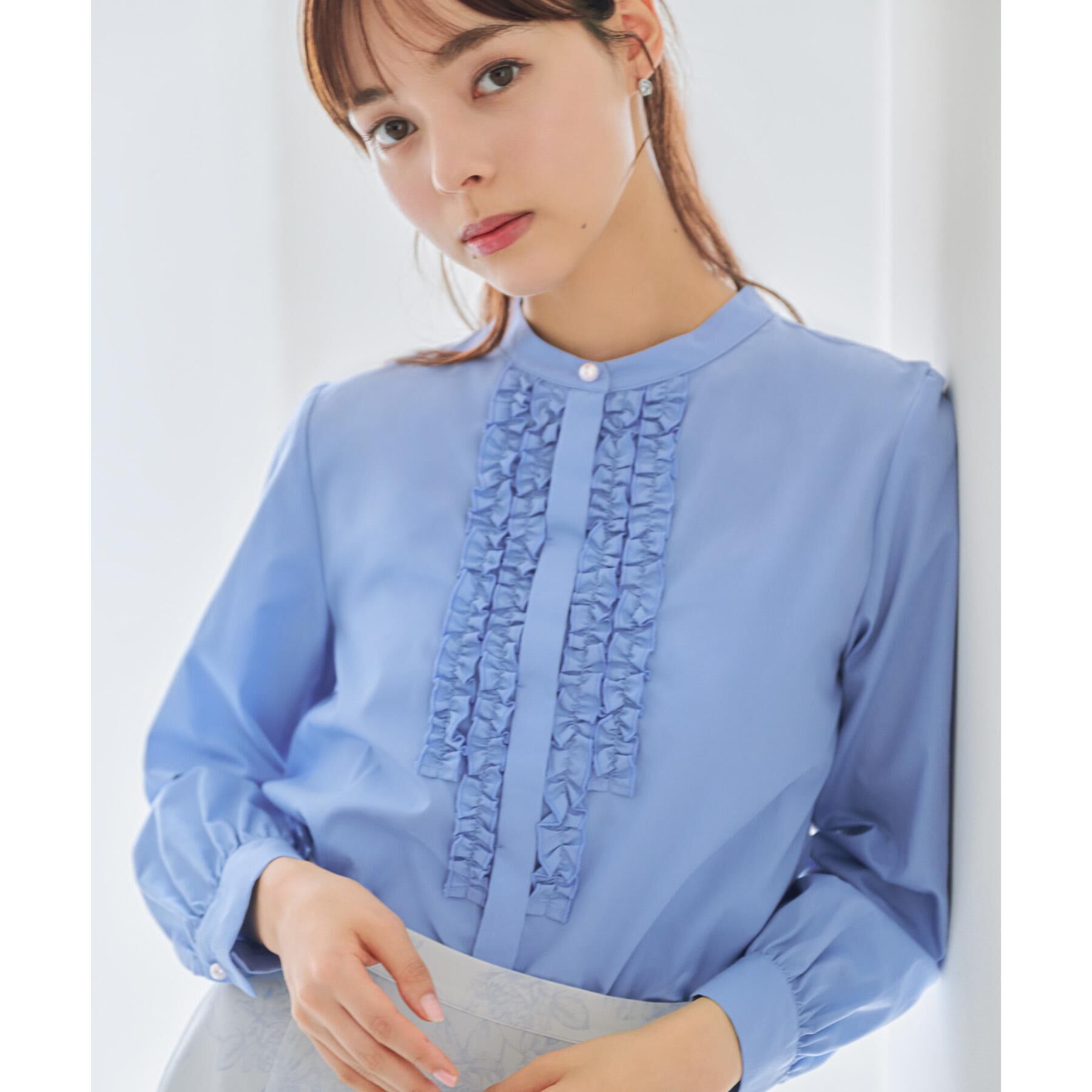 index「バンドカラーフリルブラウス【洗濯機OK/イージーアイロン/防シワ】」|シャツ・ブラウス|