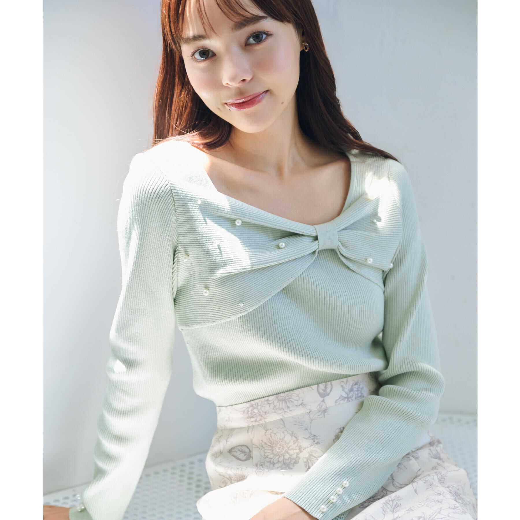 index「リボンパール調リブニット【洗濯機OK】」|ニット・セーター|