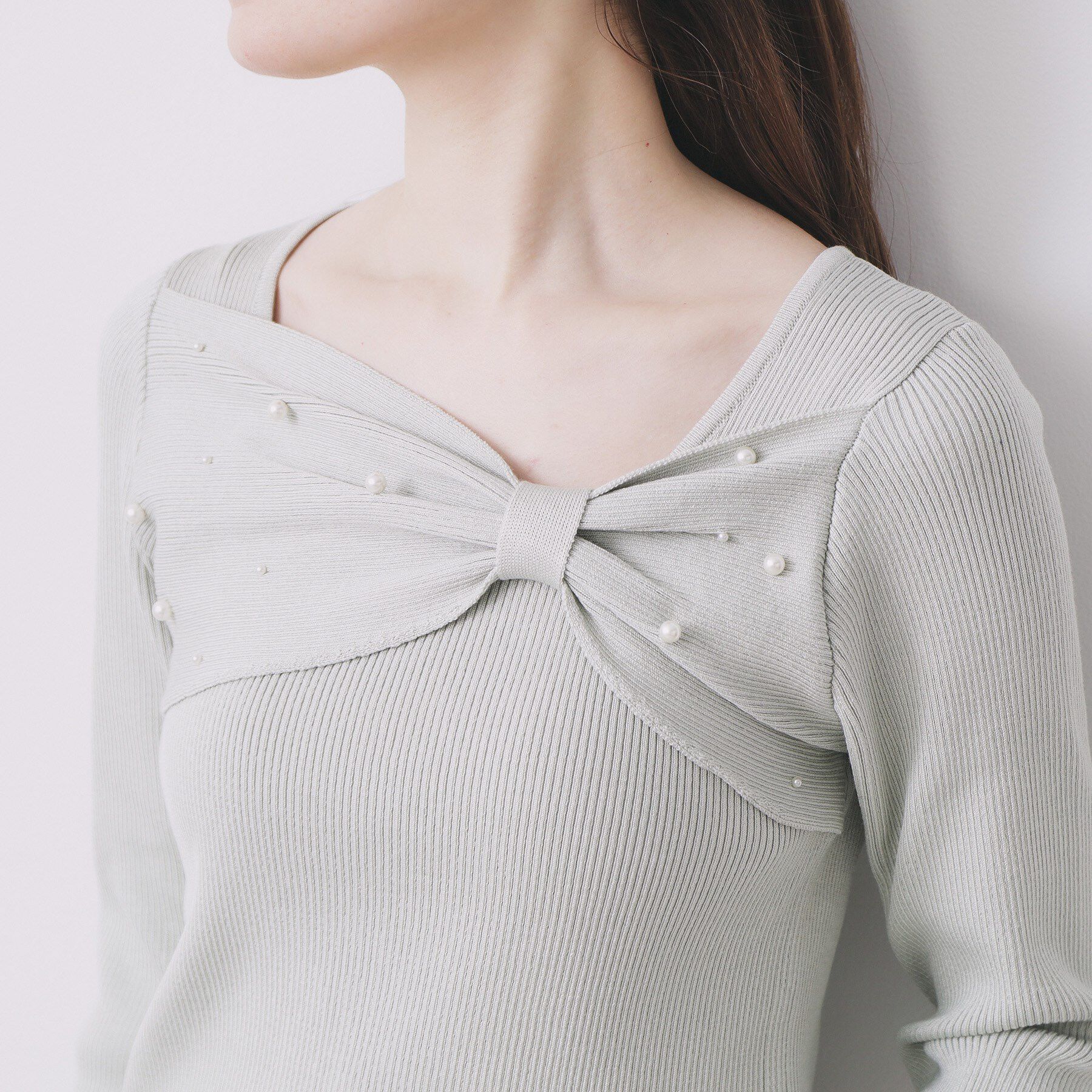 index「リボンパール調リブニット【洗濯機OK】」|ニット・セーター|