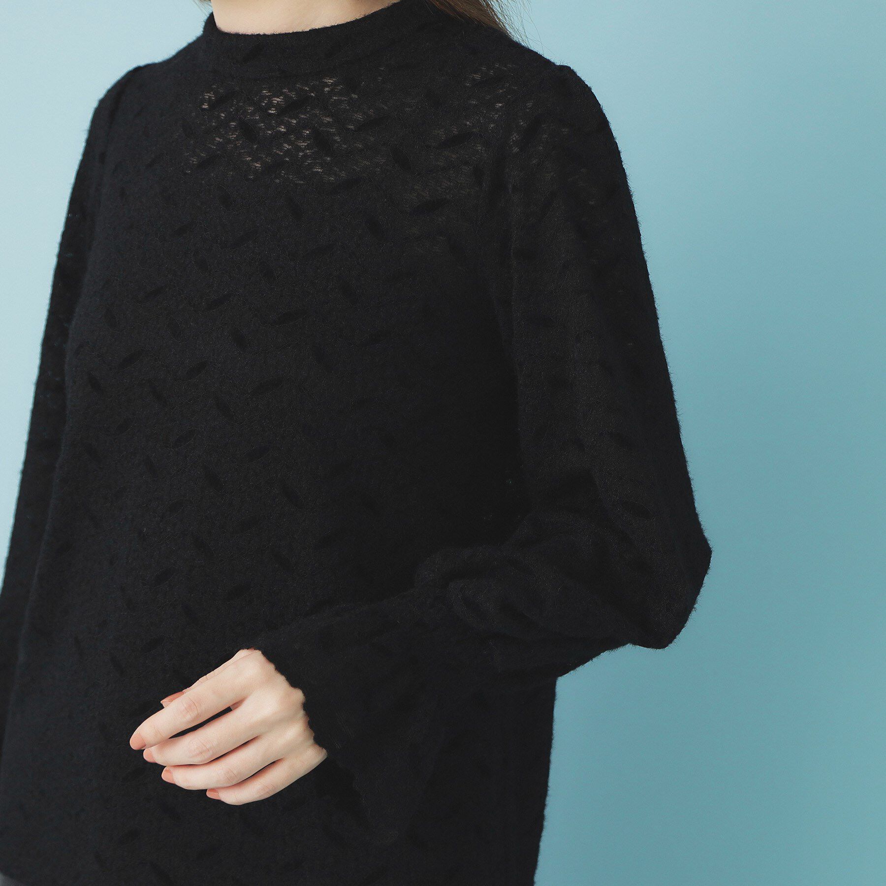 index「フェザーレースハイネックキャンディトップス【洗濯機OK】」|Tシャツ・カットソー|