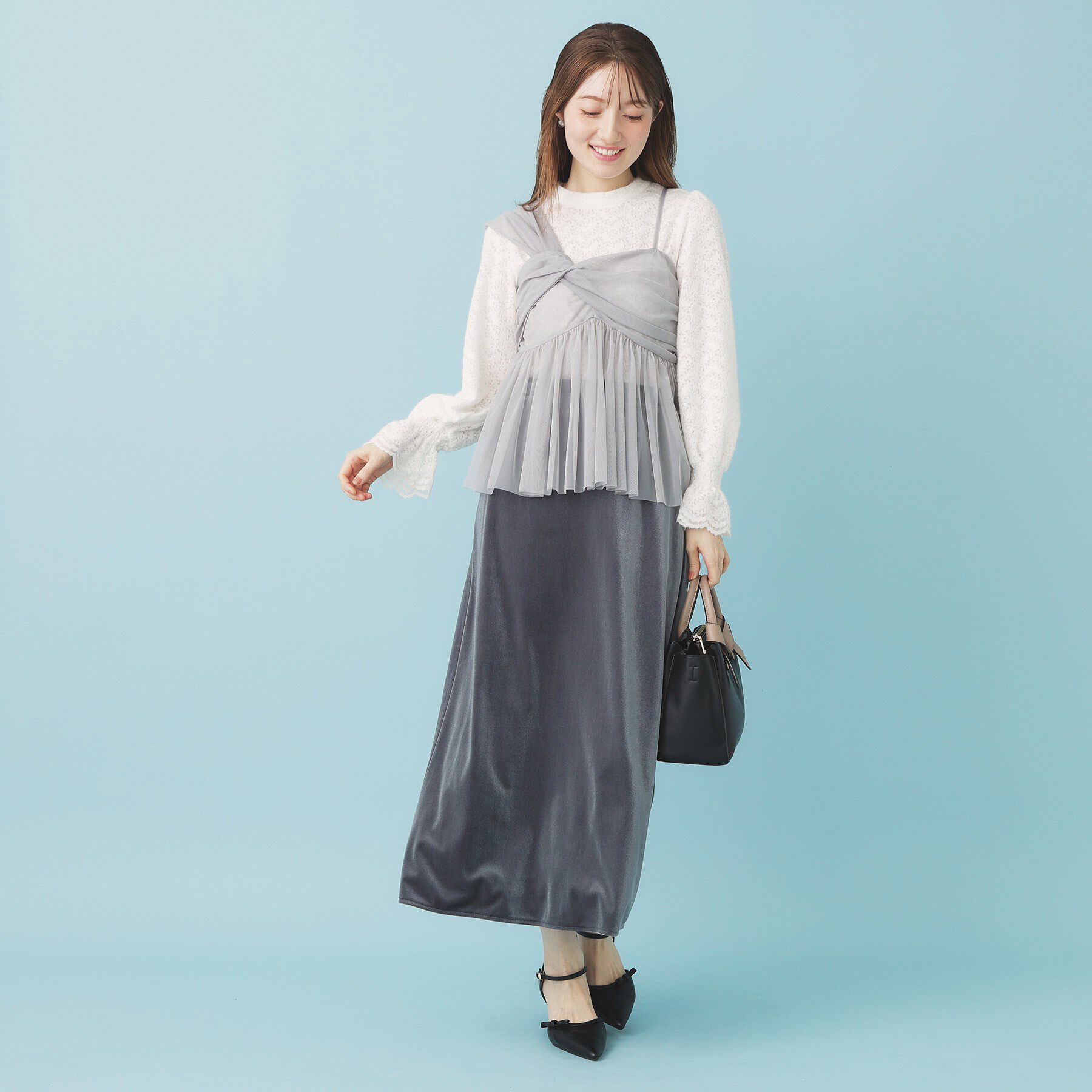 index「フェザーレースハイネックキャンディトップス【洗濯機OK】」|Tシャツ・カットソー|