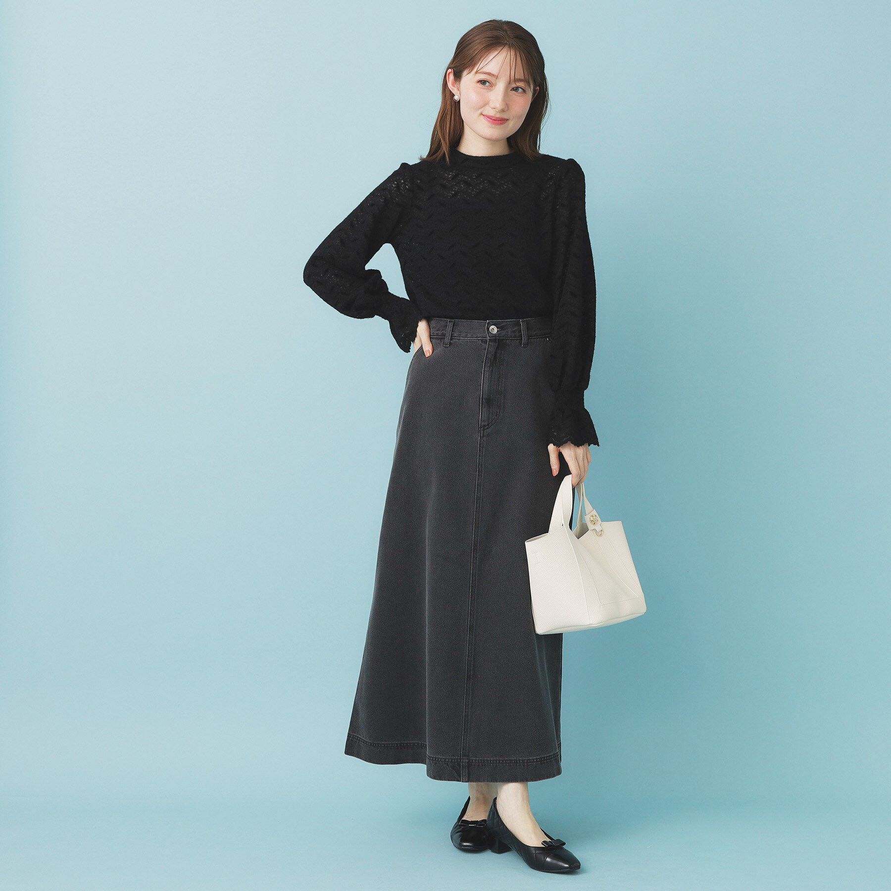 index「フェザーレースハイネックキャンディトップス【洗濯機OK】」|Tシャツ・カットソー|