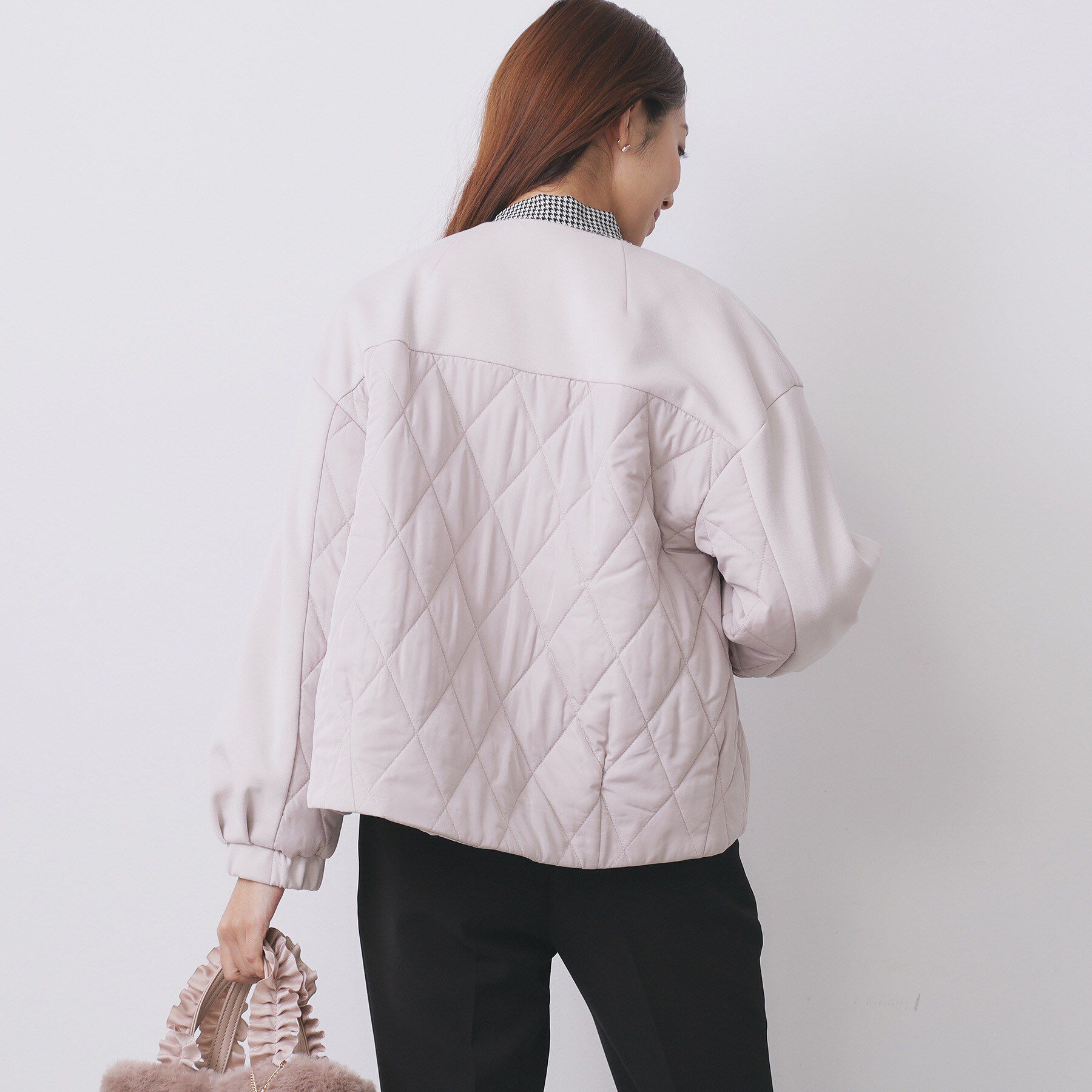 index「キルティング切替ノーカラーブルゾン【洗濯機OK】」|ブルゾン・スタジャン|