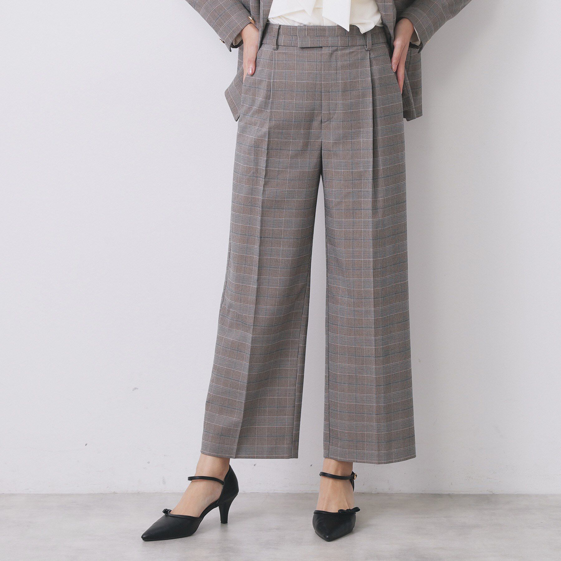 index「ワイドストレートパンツ/セットアップ対応可【洗濯機OK/イージーアイロン】」|その他|ブラウン(244)