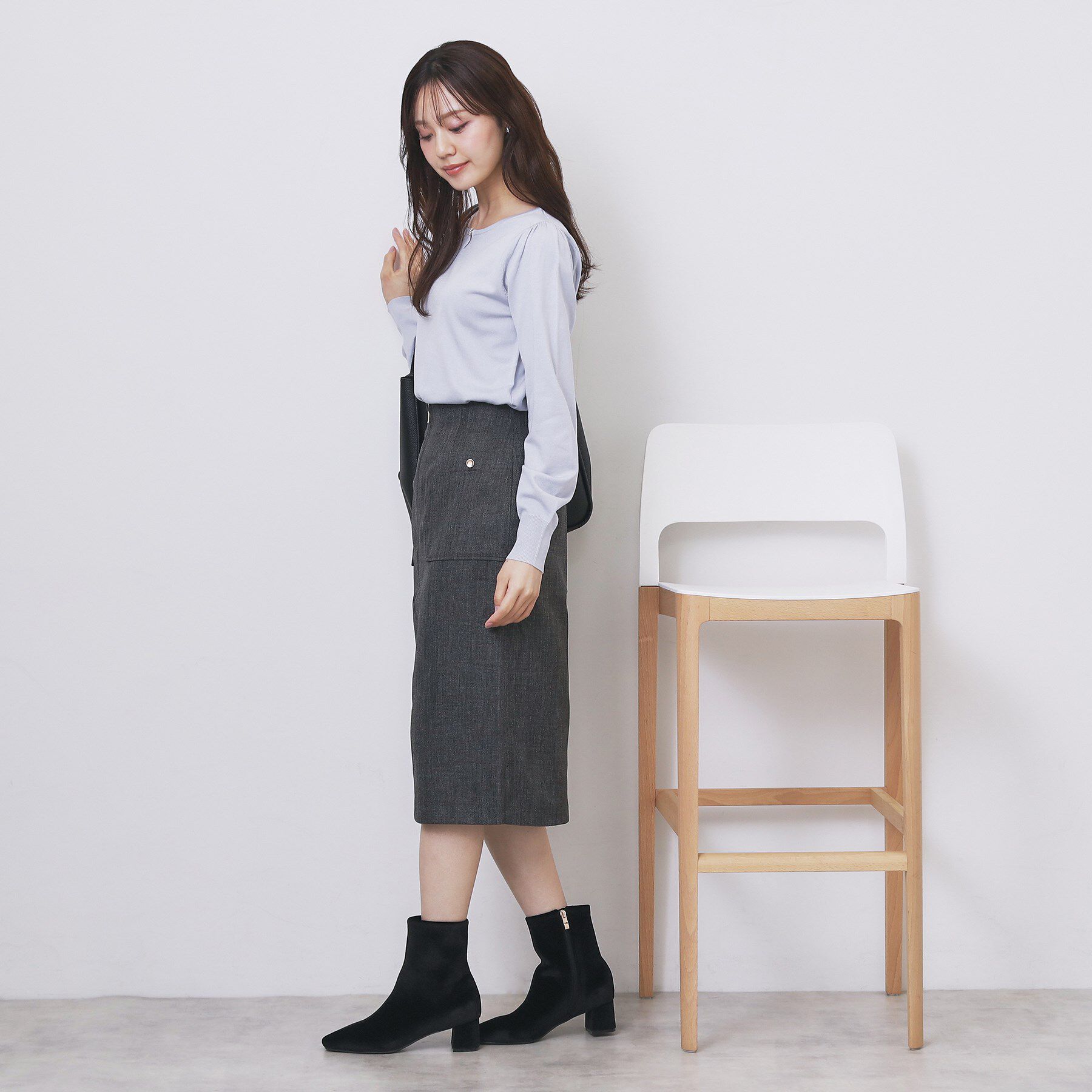 index「パール調パーツ付きクルーネックニット【洗濯機OK】《8col/XS～3L》」|ニット・セーター|