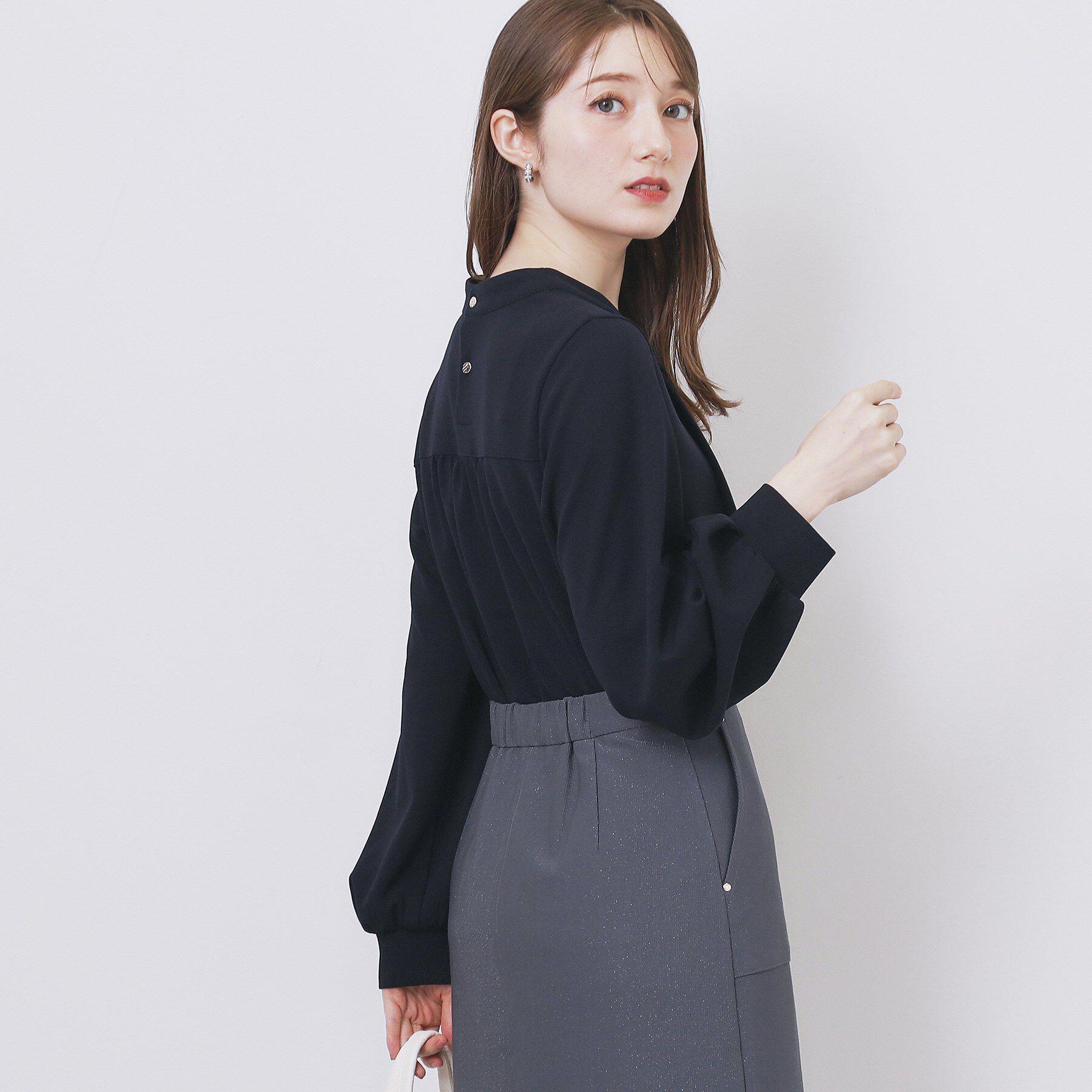 index「ボウタイフリルトップス【洗濯機OK/ストレッチ/イージーアイロン/防シワ】《S～3L》」|Tシャツ・カットソー|