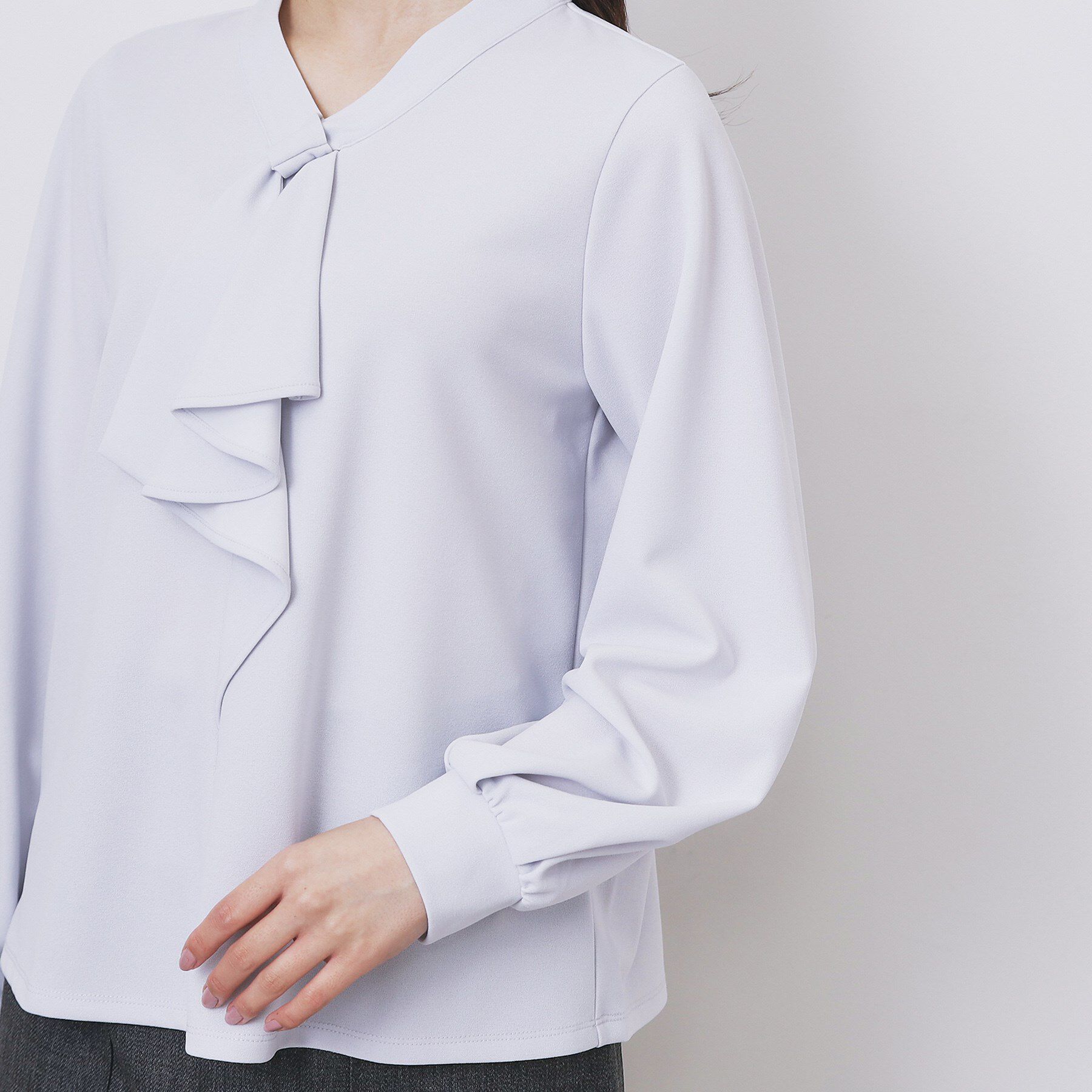 index「ボウタイフリルトップス【洗濯機OK/ストレッチ/イージーアイロン/防シワ】《S～3L》」|Tシャツ・カットソー|