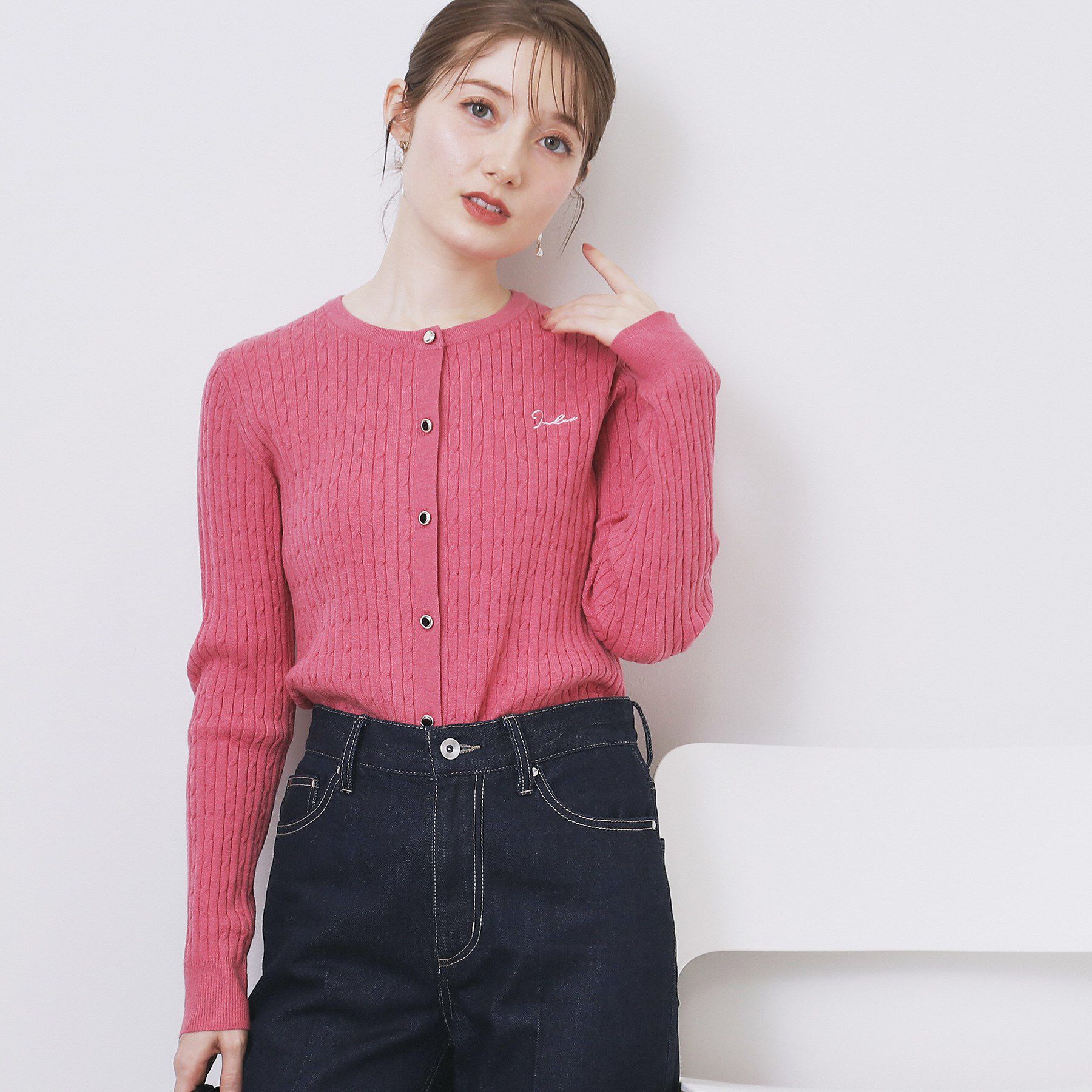 index「クルーネックケーブルカーディガン【洗濯機OK】」|カーディガン|