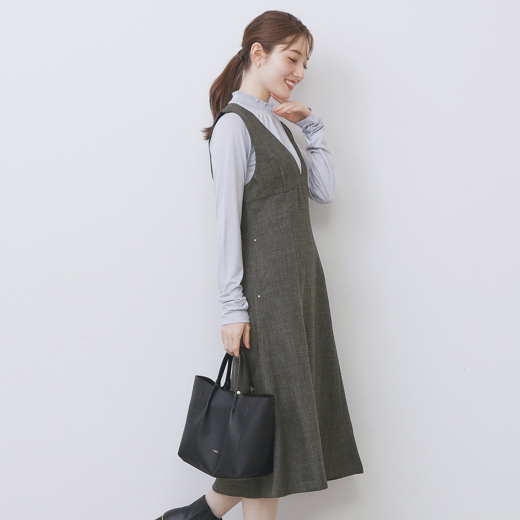 index「ヴィンテージツイードジャンスカ【洗濯機OK/防シワ】」|ワンピース|