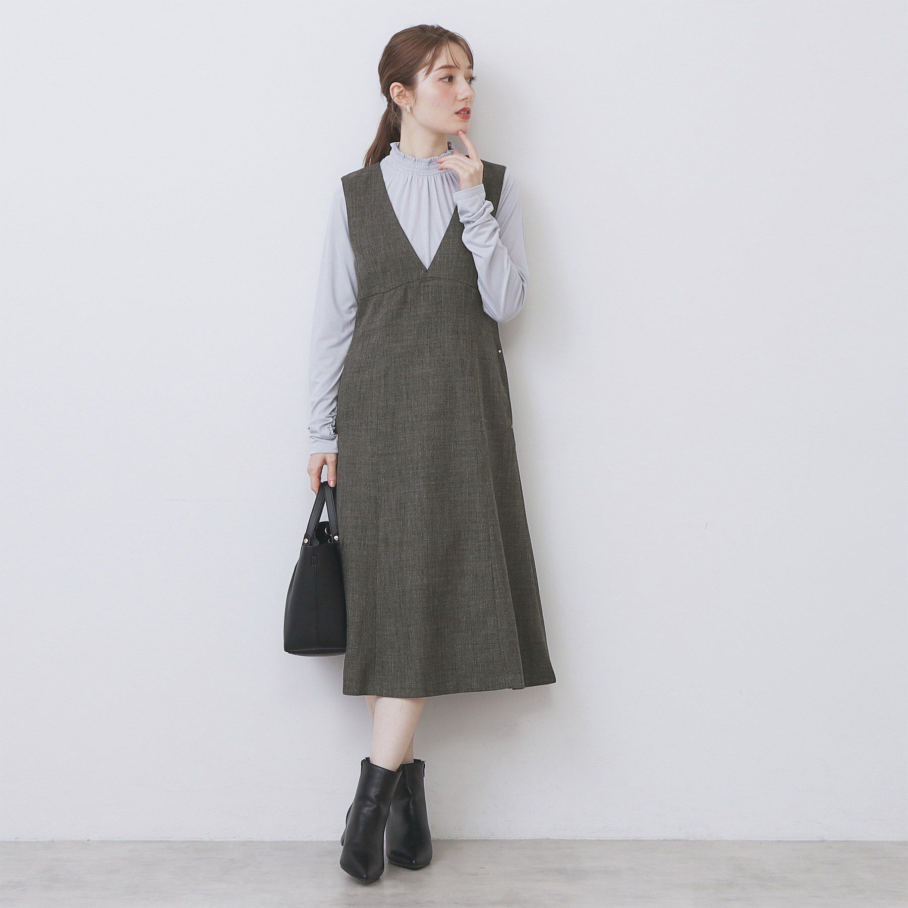 index「ヴィンテージツイードジャンスカ【洗濯機OK/防シワ】」|ワンピース|