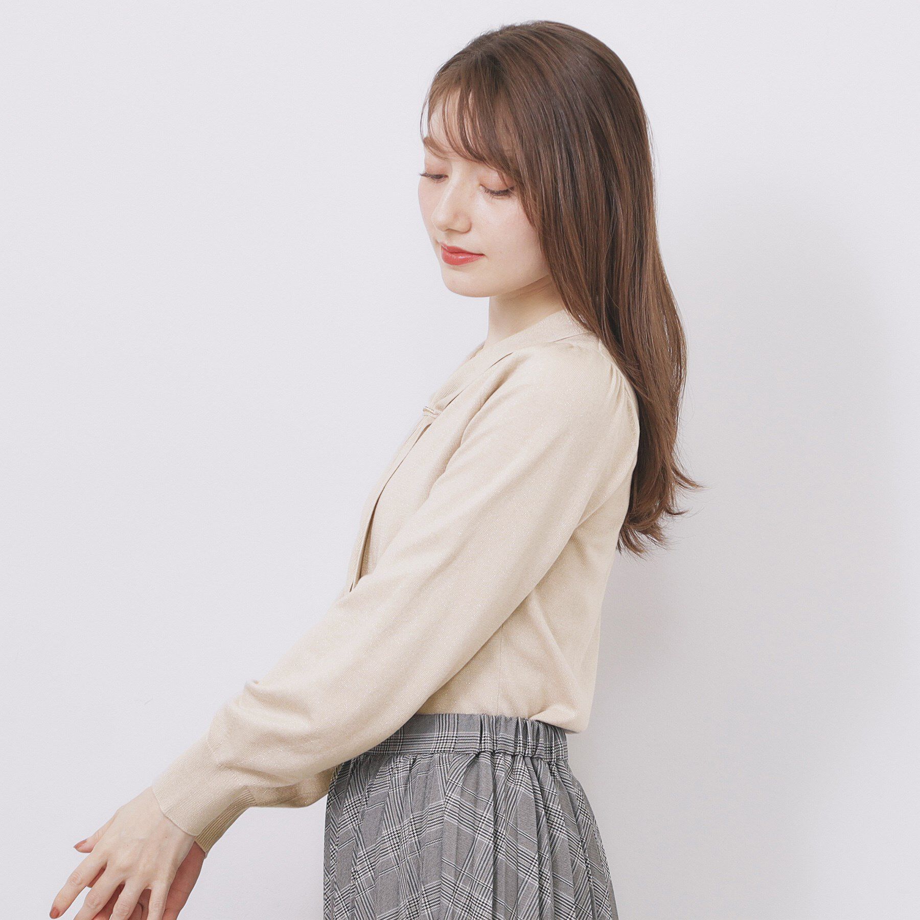 index「ゴールドパーツ付きボウタイニット【洗濯機OK】《10col/XS～LL》」|ニット・セーター|