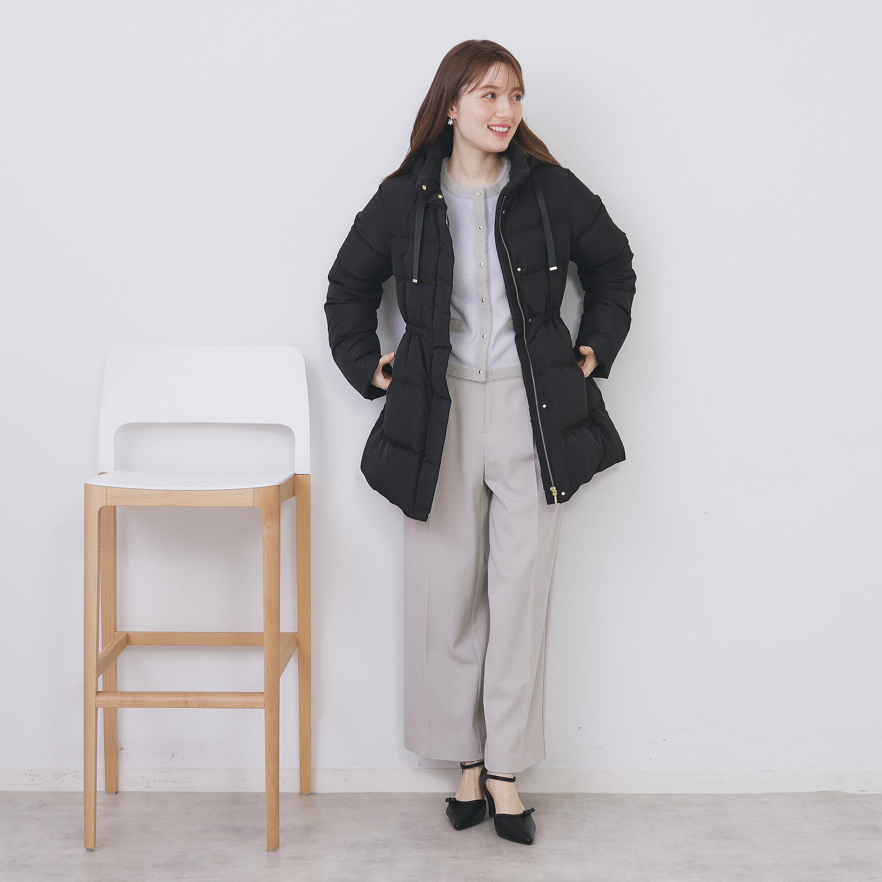 index「フェザーバイカラークルーネックカーディガン【洗濯機OK】」|カーディガン|