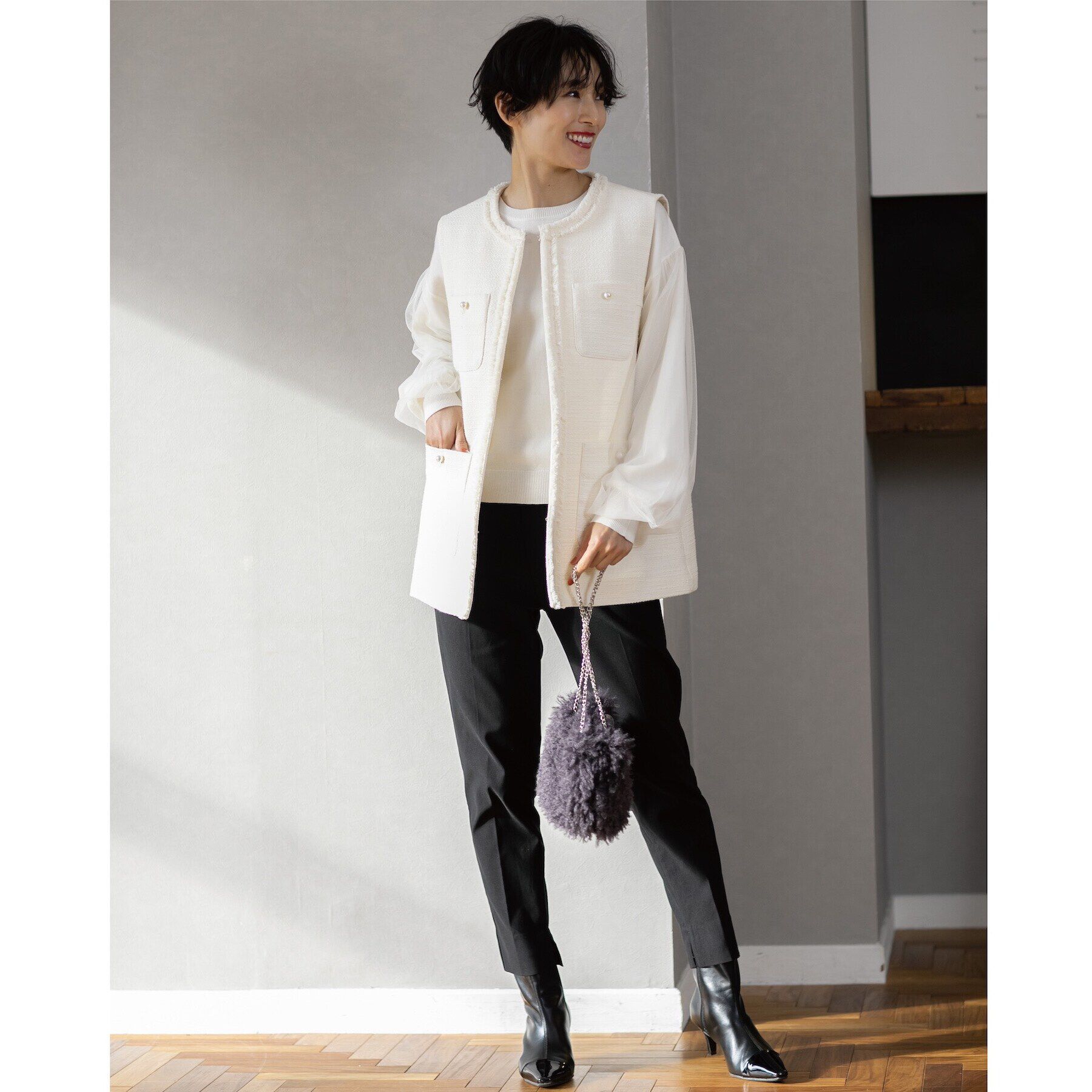 OPAQUE.CLIP「《通勤対応》コットンツイードジレ」|ベスト・ジレ|