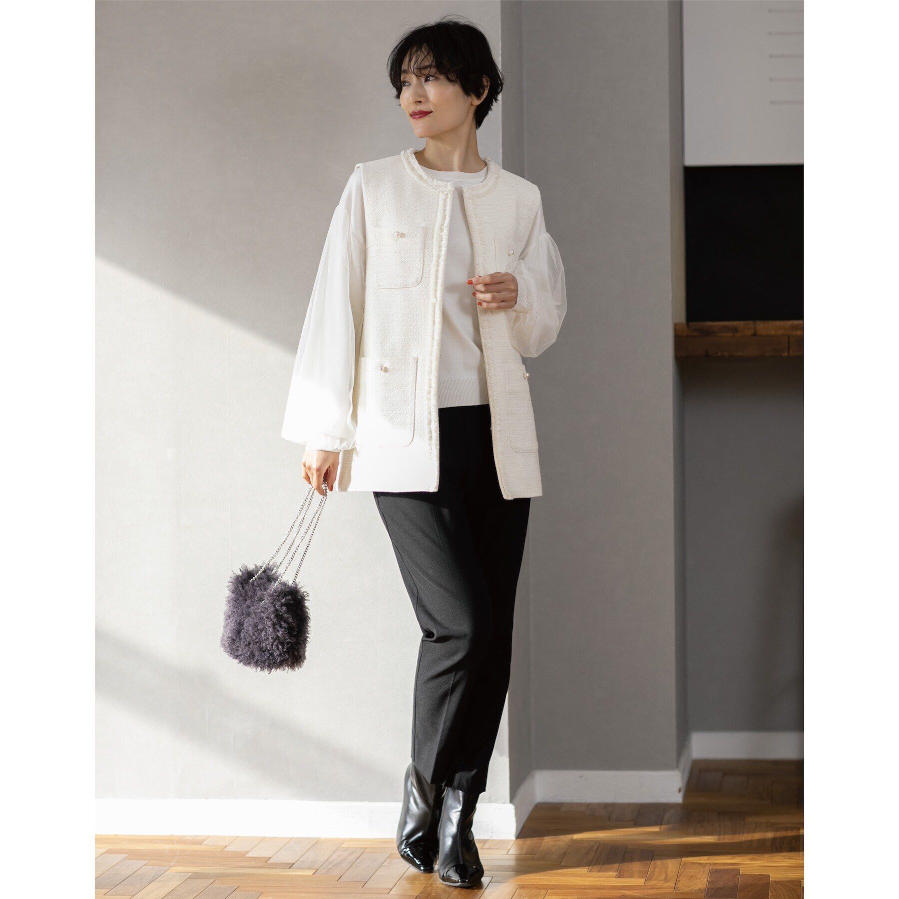 OPAQUE.CLIP「《通勤対応》コットンツイードジレ」|ベスト・ジレ|