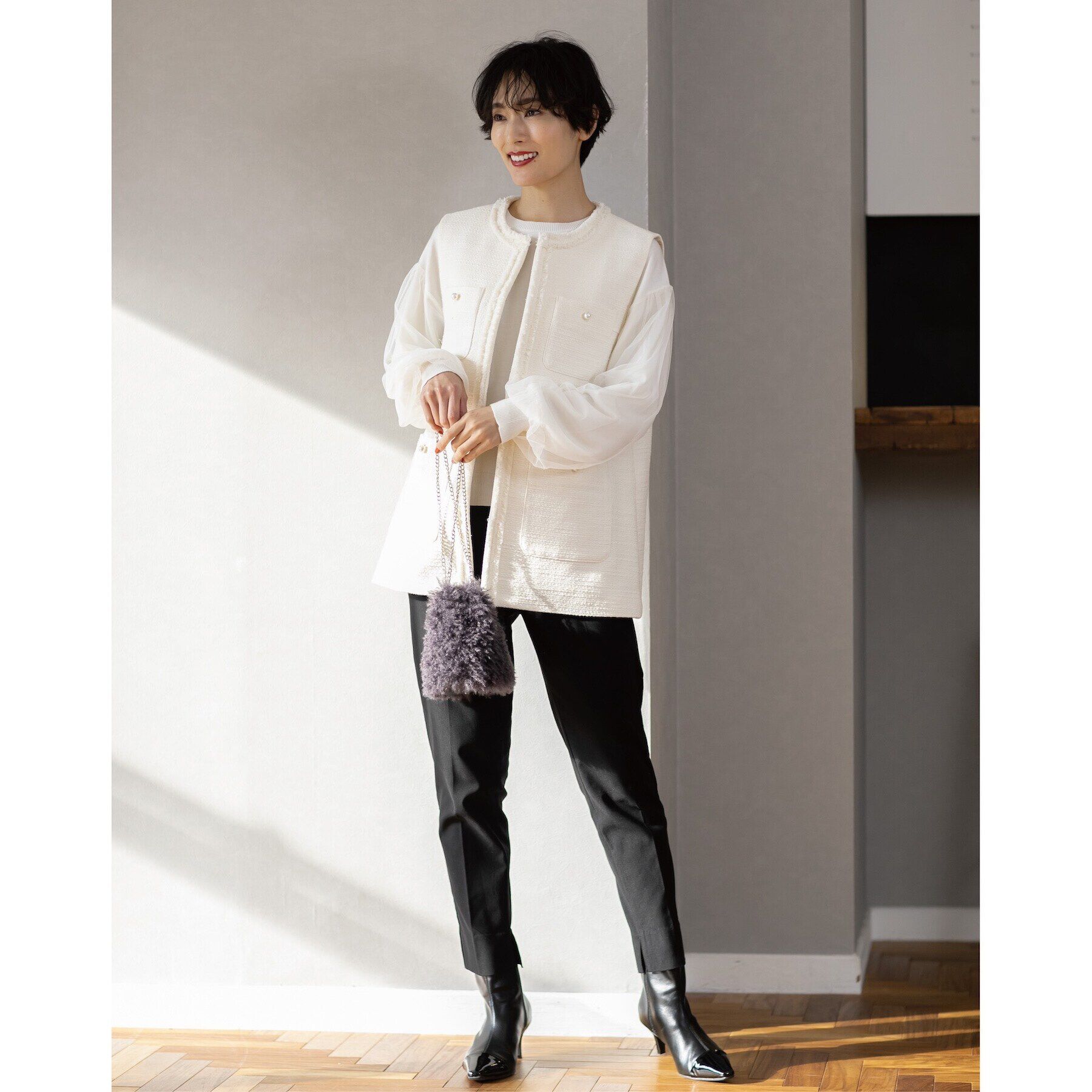 OPAQUE.CLIP「《通勤対応》コットンツイードジレ」|ベスト・ジレ|