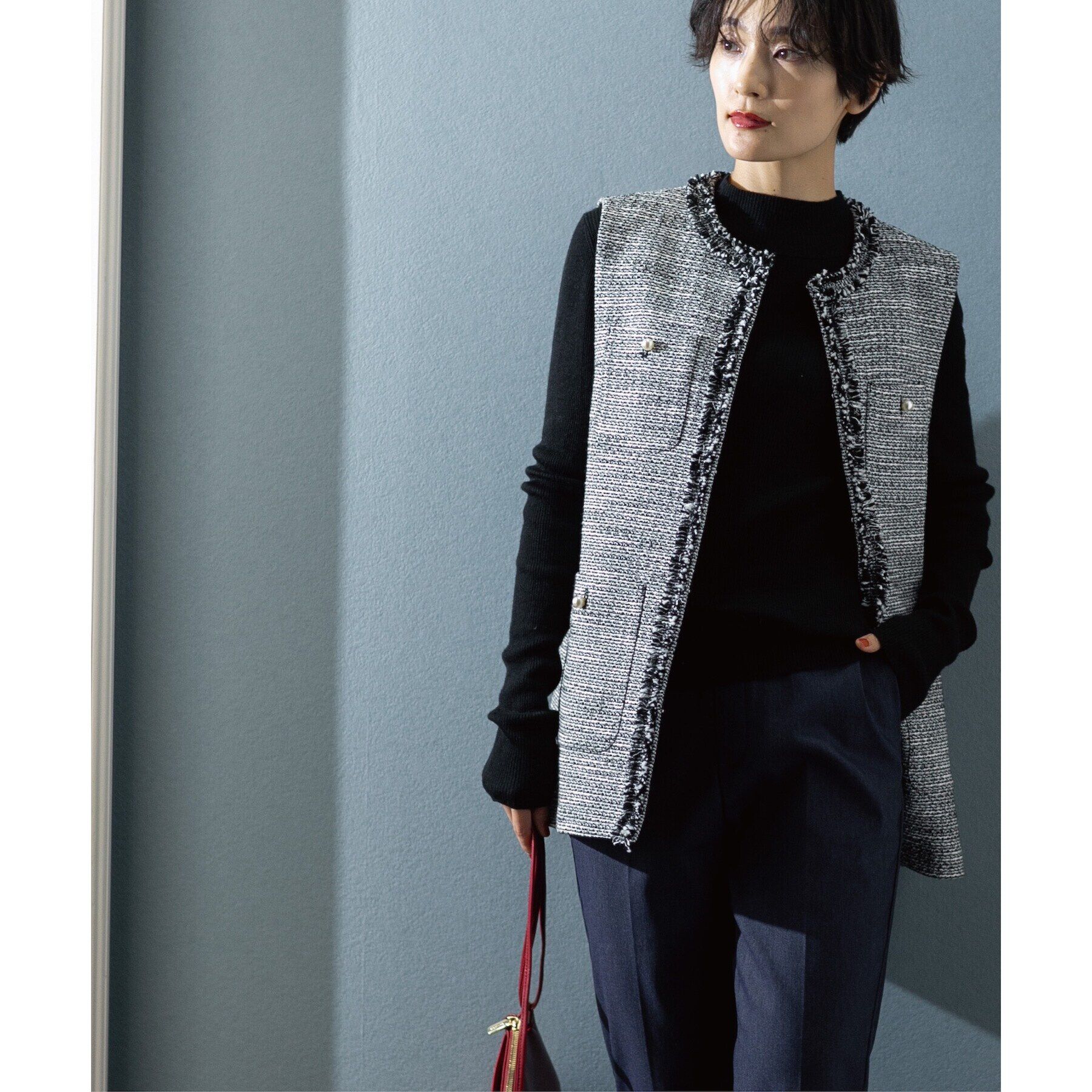 OPAQUE.CLIP「《通勤対応》コットンツイードジレ」|ベスト・ジレ|