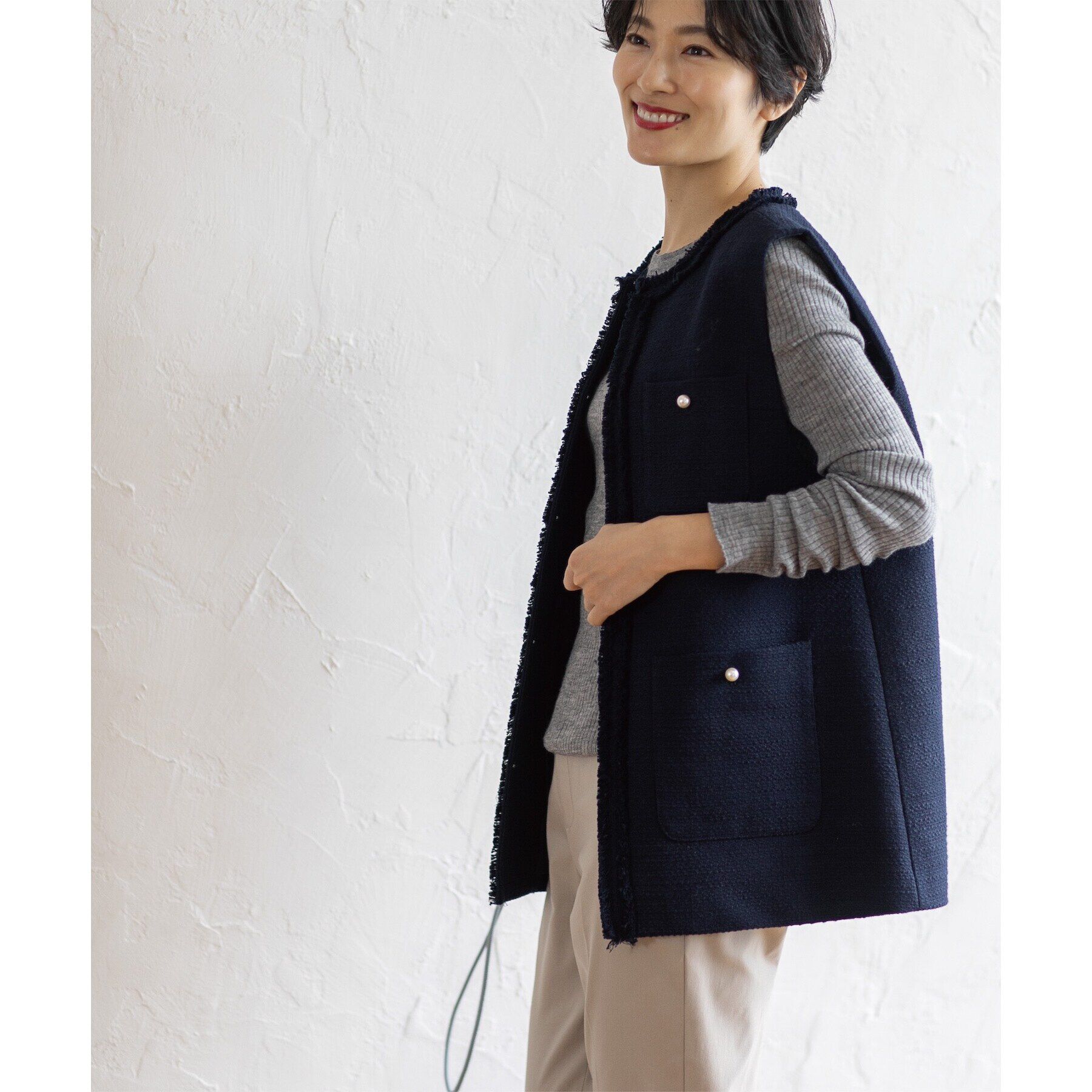 OPAQUE.CLIP「《通勤対応》コットンツイードジレ」|ベスト・ジレ|