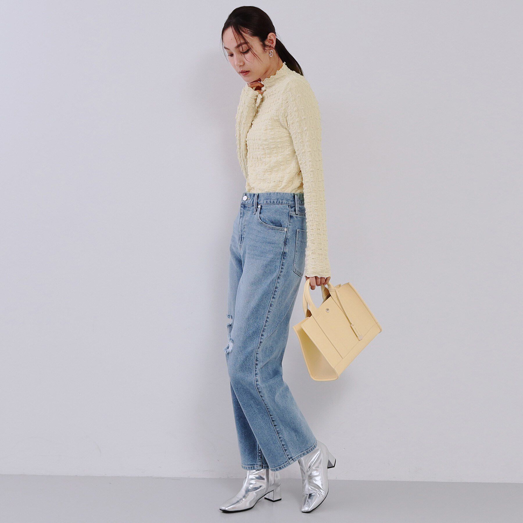 OPAQUE.CLIP「ぽこぽこハイネックカットソー【洗濯機洗い可】」|Tシャツ・カットソー|