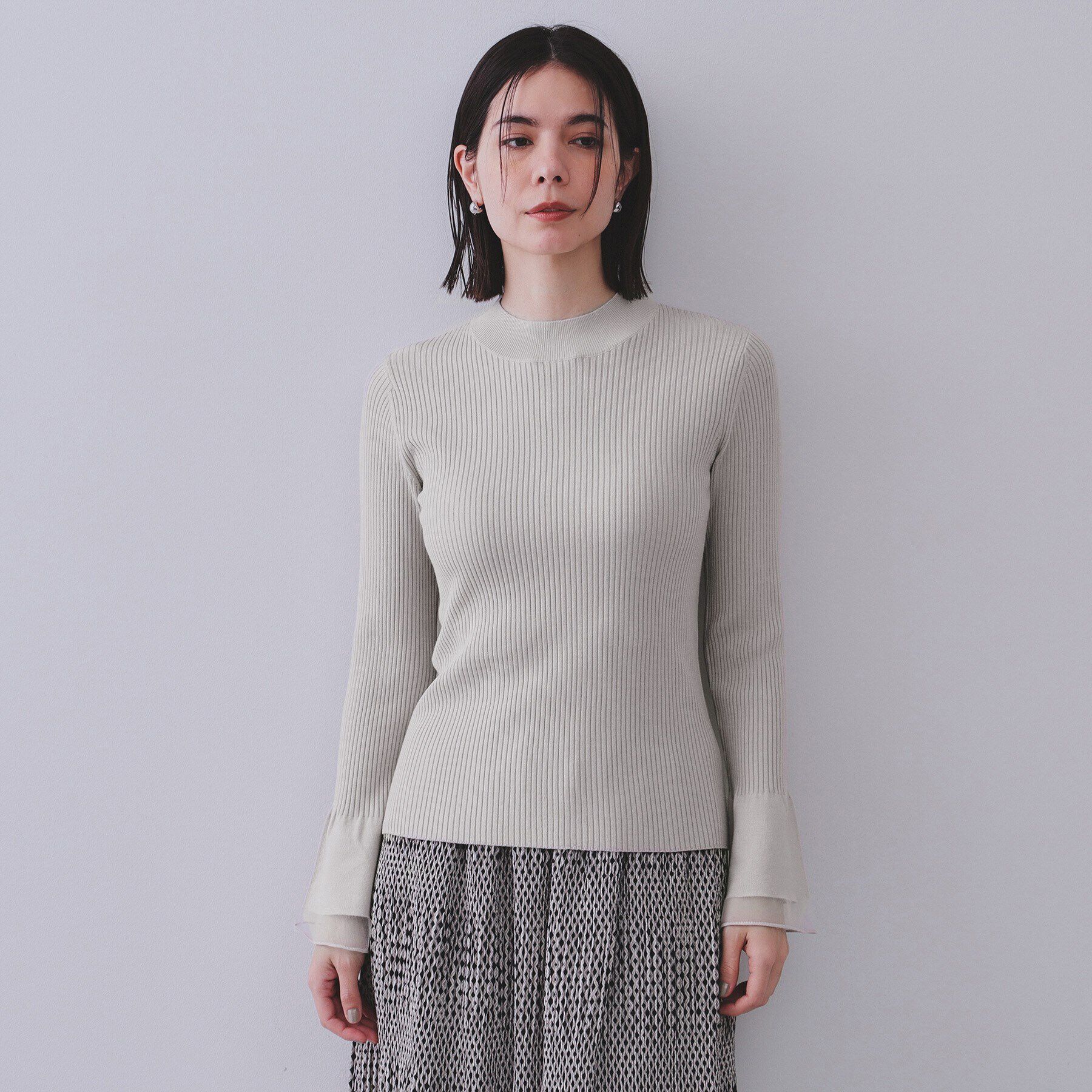 OPAQUE.CLIP「フレアスリーブリブニット【洗濯機洗い可】」|ニット・セーター|