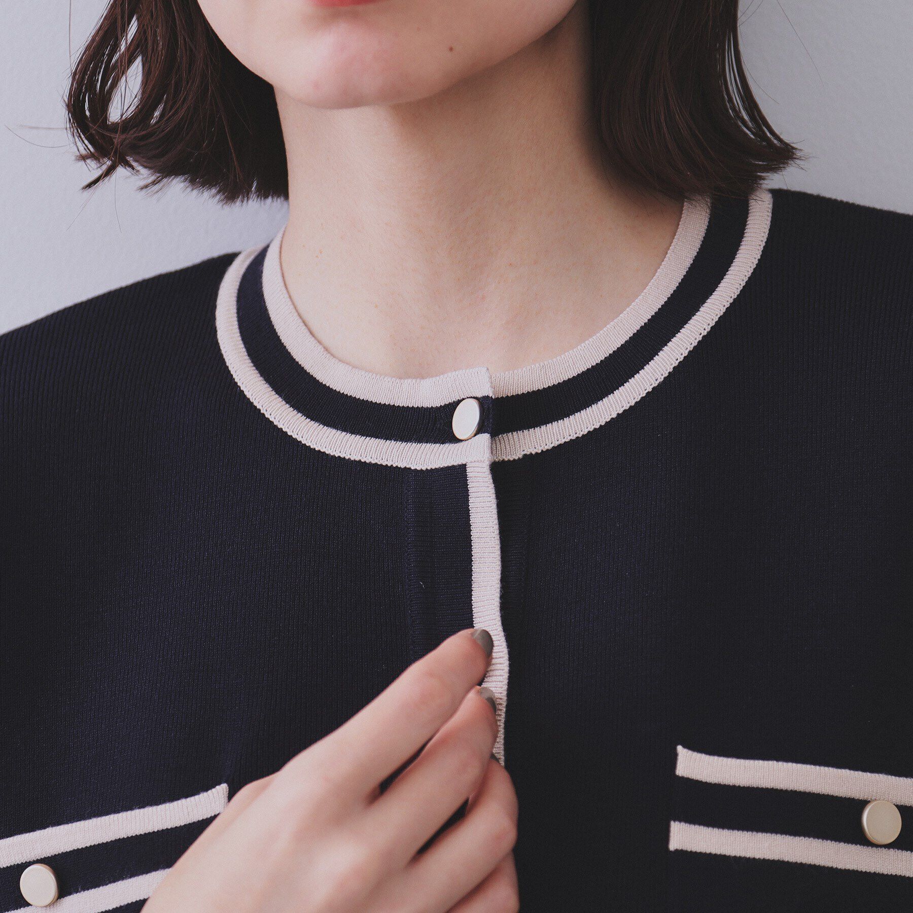 OPAQUE.CLIP「《美人百花掲載》配色ラインカーディガン/アンサンブル対応【洗濯機洗い可】」|カーディガン|