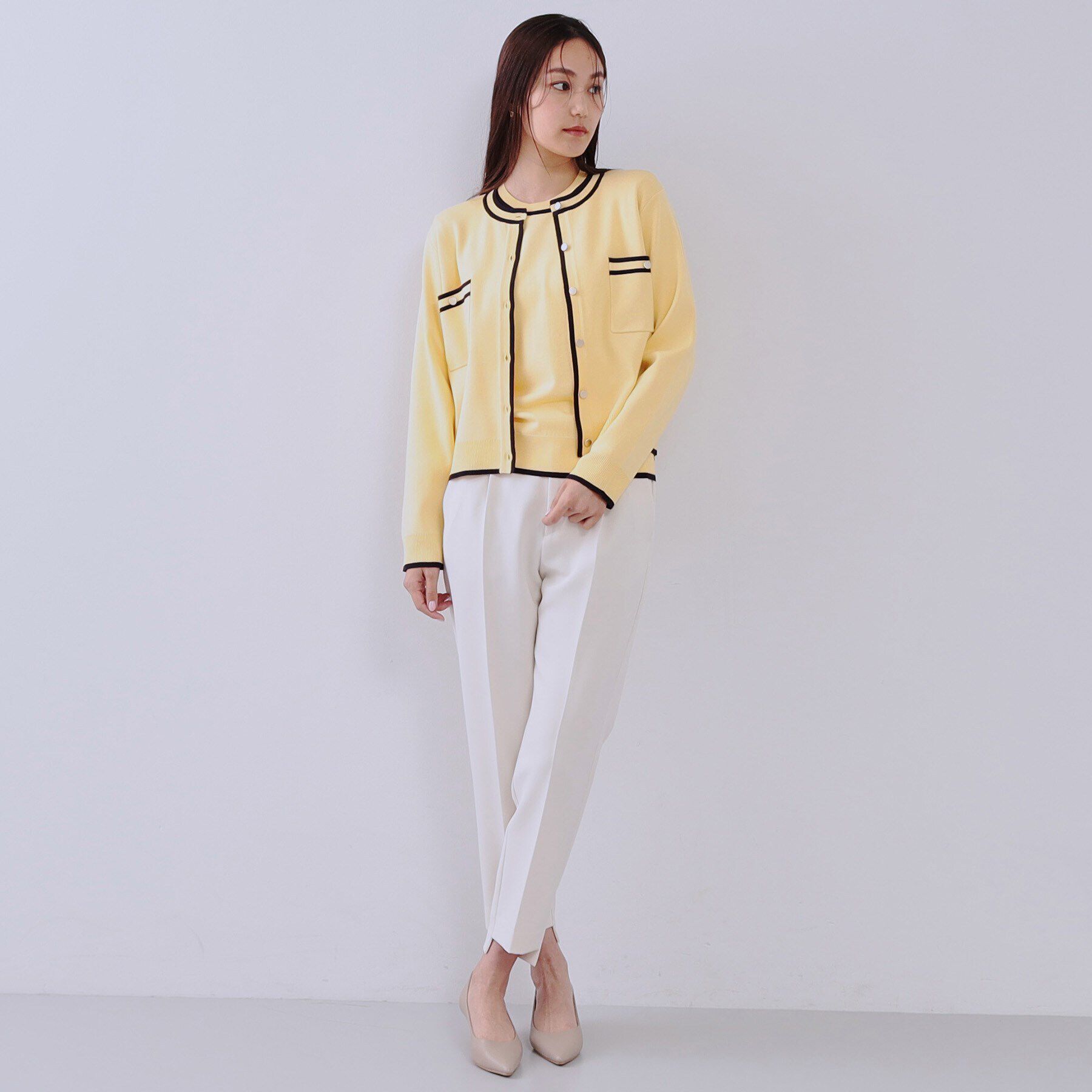 OPAQUE.CLIP「《美人百花掲載》配色ラインカーディガン/アンサンブル対応【洗濯機洗い可】」|カーディガン|