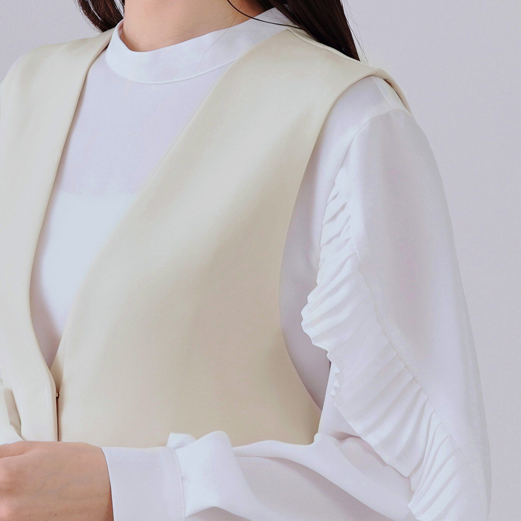 OPAQUE.CLIP「《通勤対応/セットアップ対応》ペプラムジレ【洗濯機洗い可】」|ベスト・ジレ|