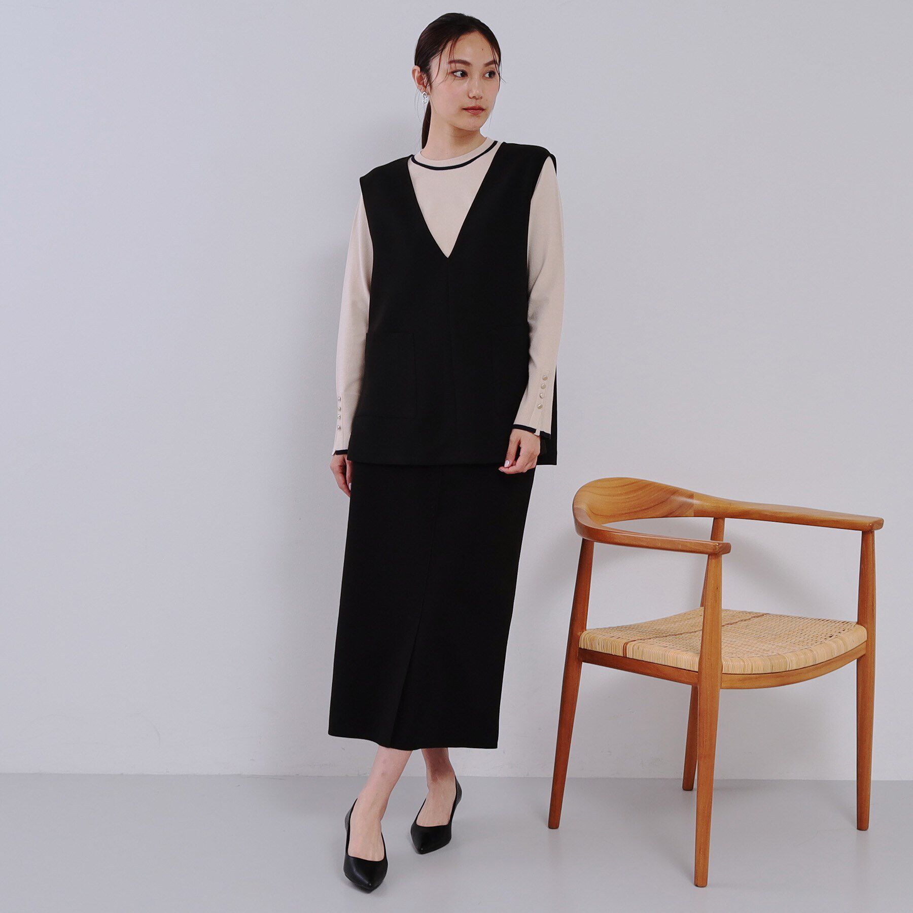 OPAQUE.CLIP「Vネックプルオーバーベスト【洗濯機洗い可】」|ベスト・ジレ|