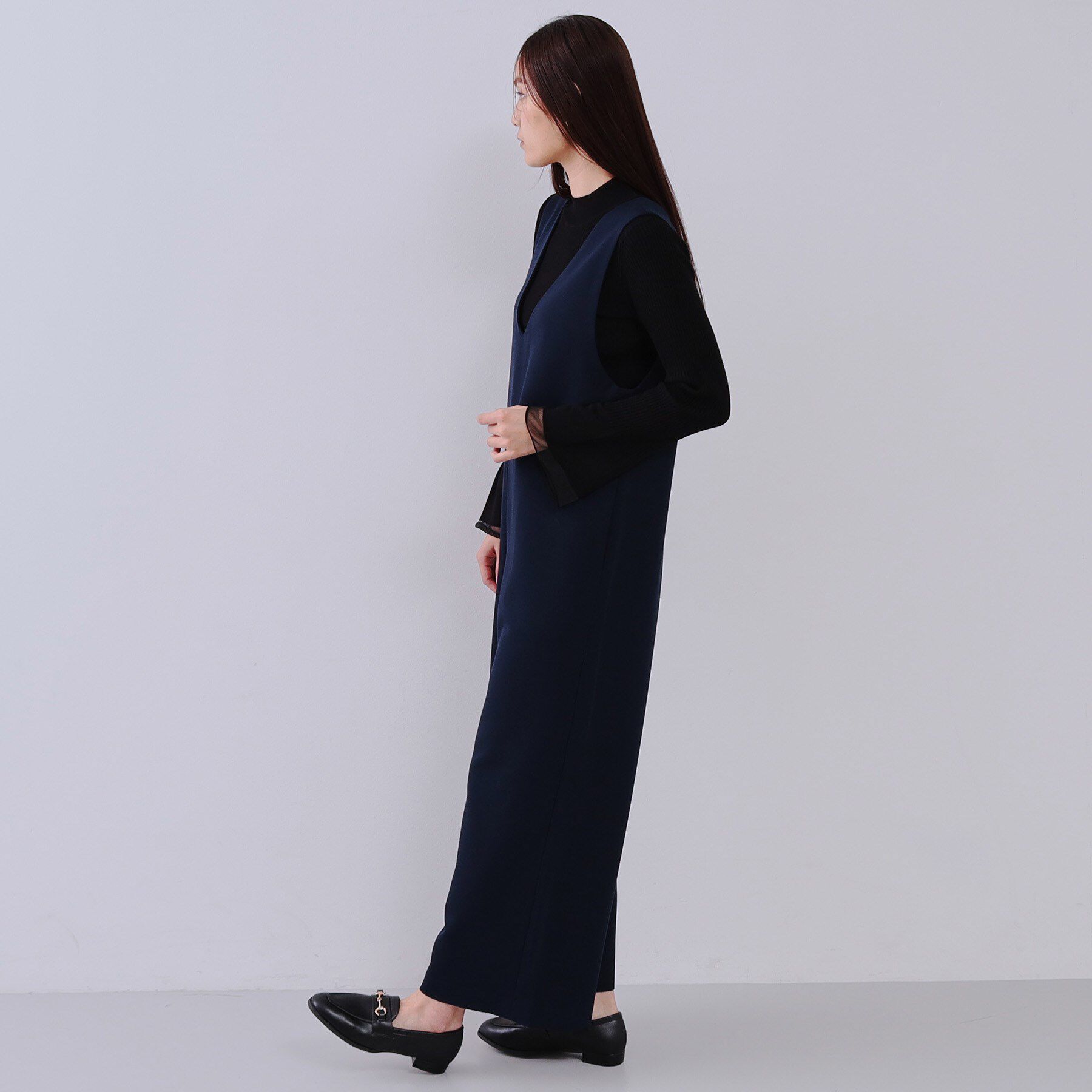 OPAQUE.CLIP「Vネックオールインワン【洗濯機洗い可】」|オールインワン|