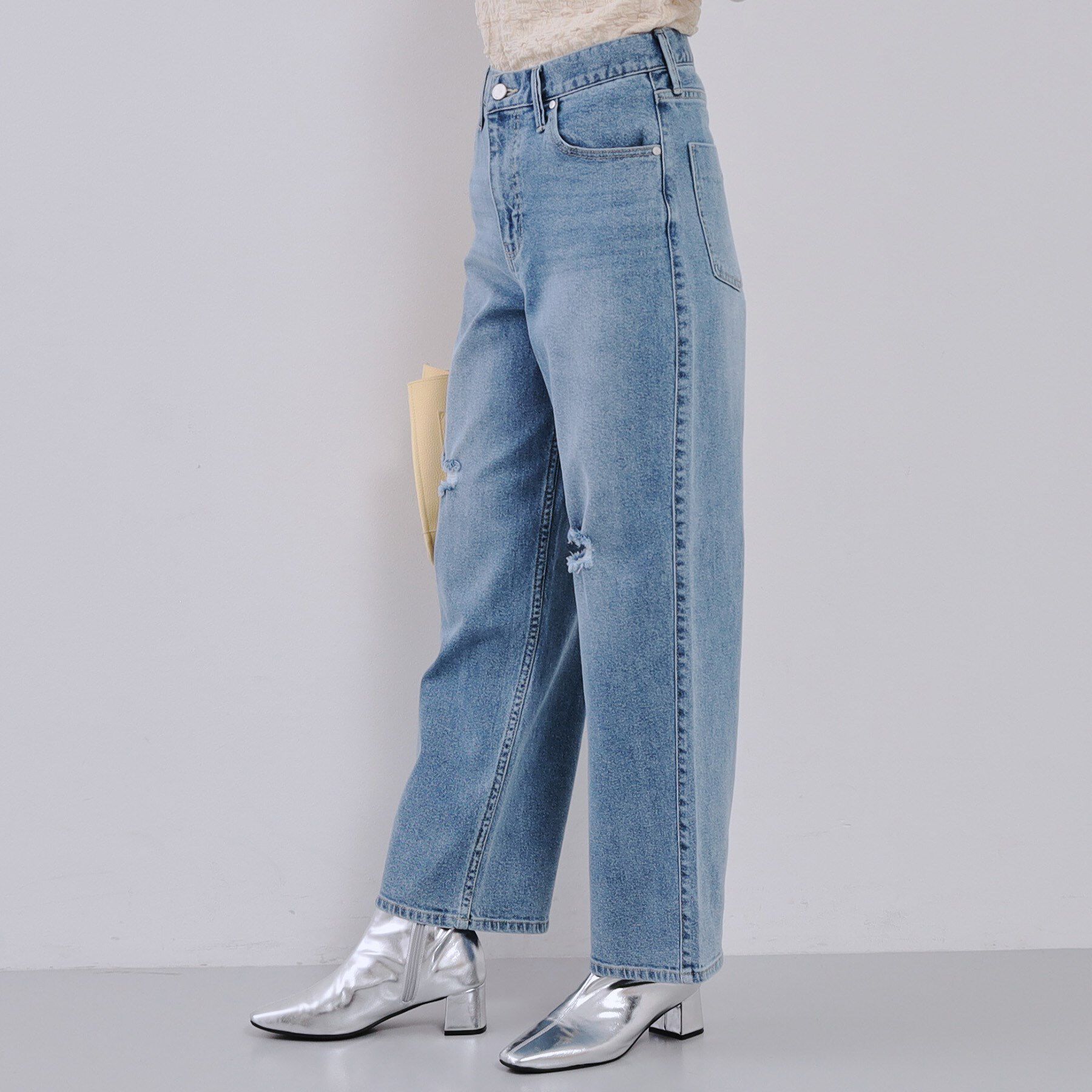 OPAQUE.CLIP「《SS-LLsize》ストレッチダメージストレートデニム【洗濯機洗い可】」|その他|