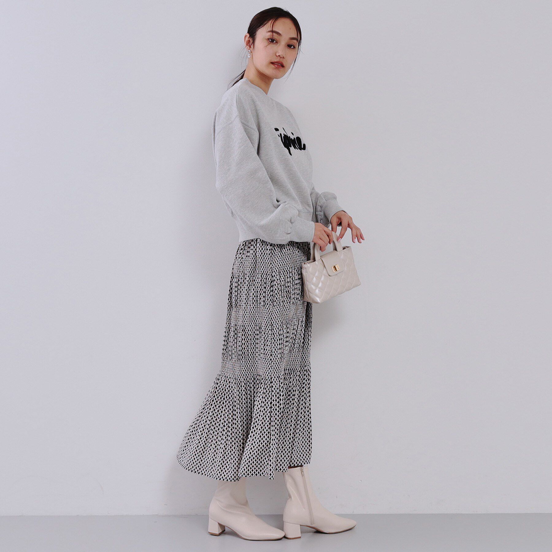 OPAQUE.CLIP「幾何柄マジョリカプリーツスカート【洗濯機洗い可】」|スカート|
