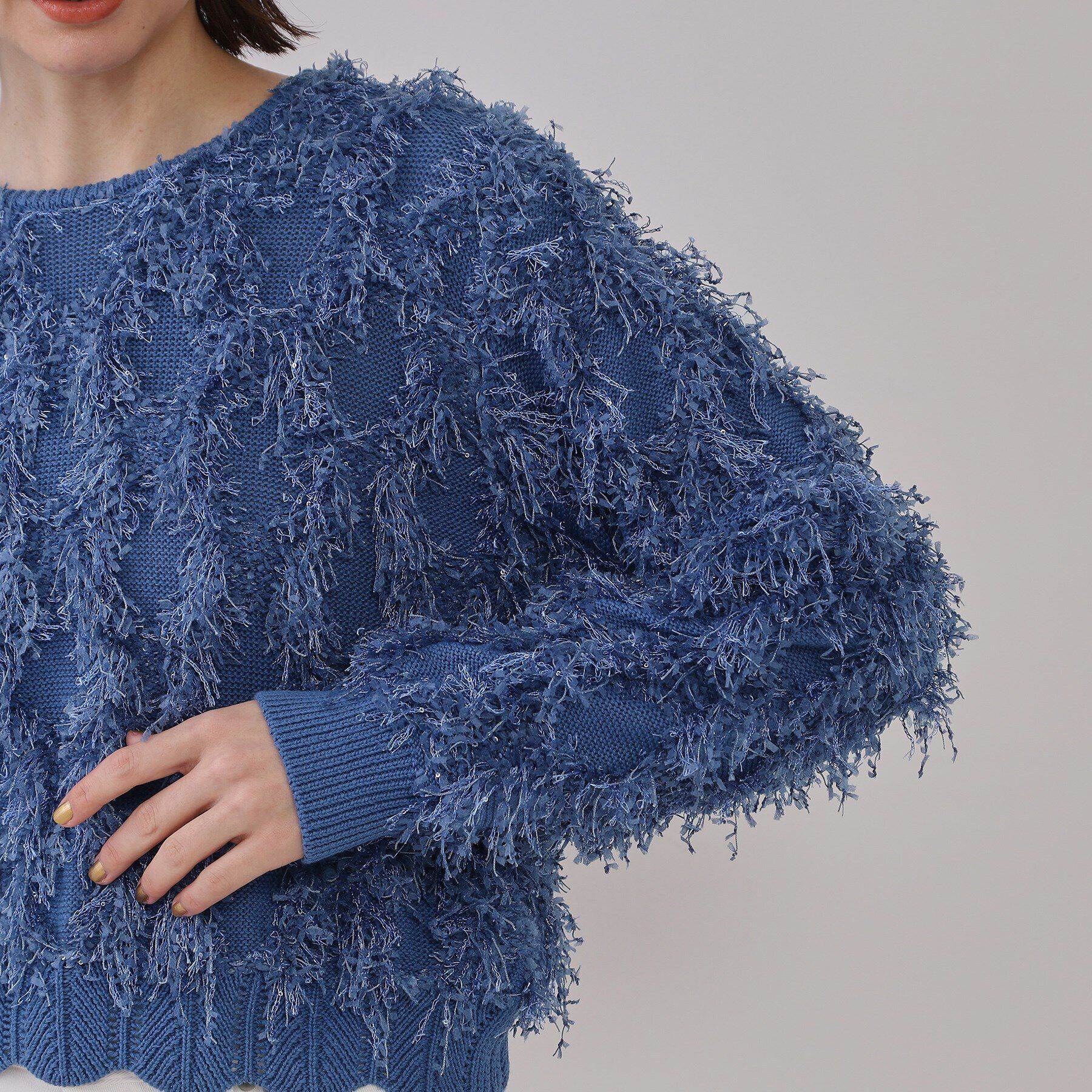 OPAQUE.CLIP「フリンジスパンコールニット【洗える】」|ニット・セーター|