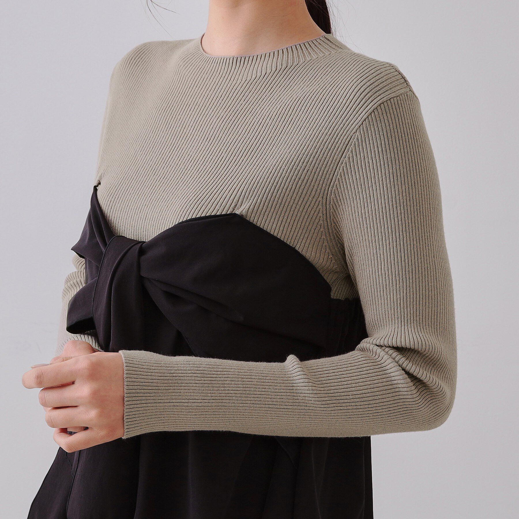 OPAQUE.CLIP「リボンビスチェドッキングニット【洗濯機洗い可】」|ニット・セーター|