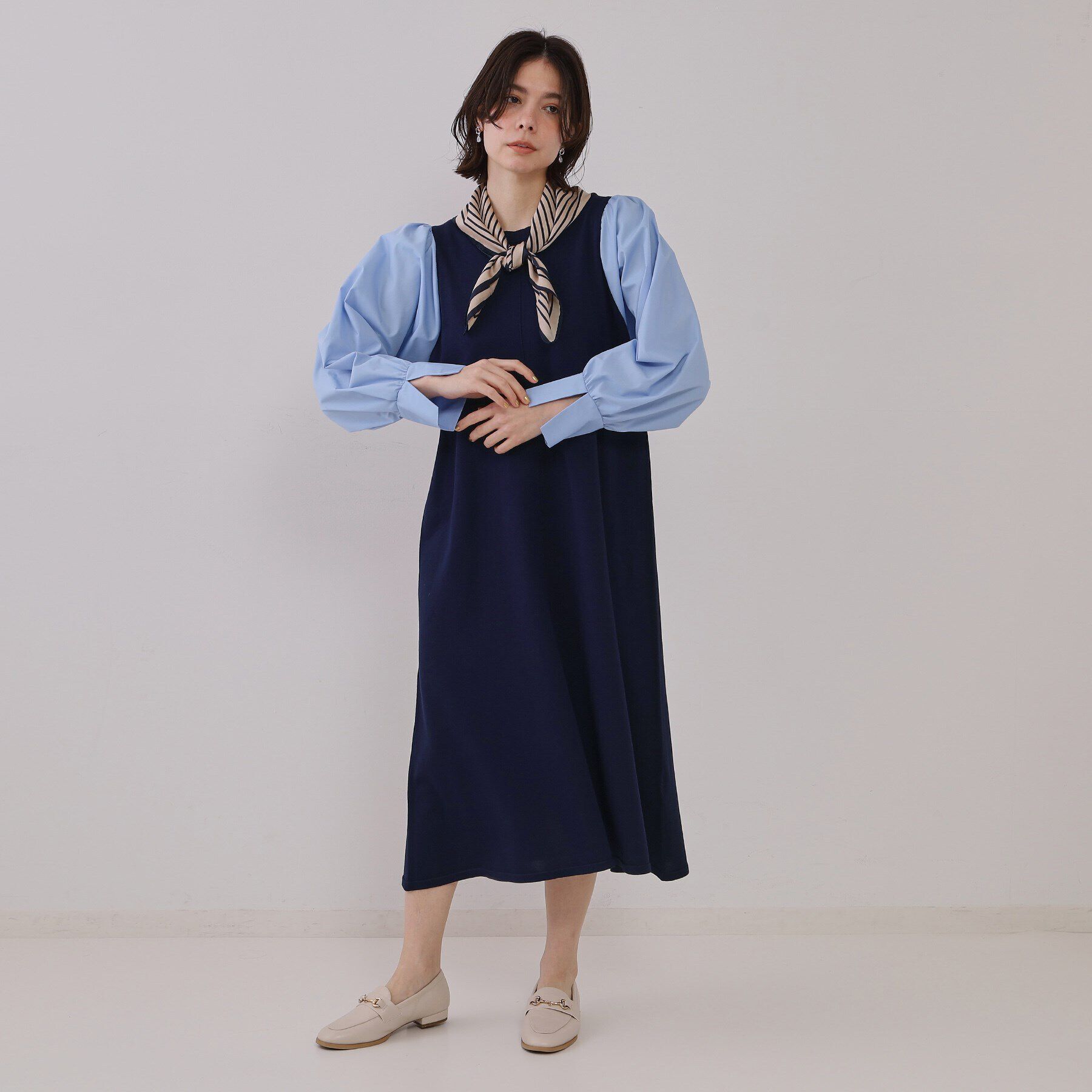 OPAQUE.CLIP「フハクスリーブニットワンピース【洗える】」|ワンピース|