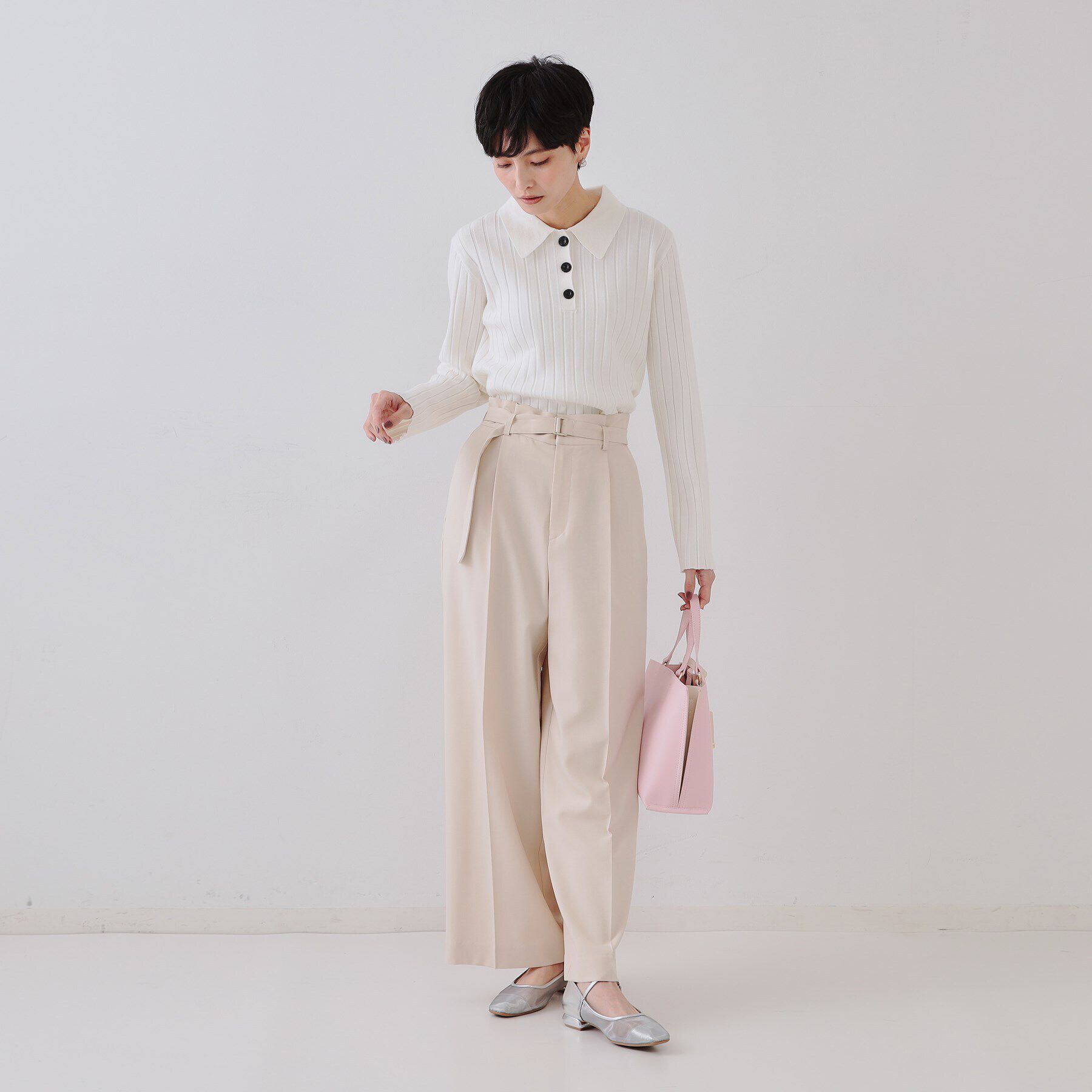 OPAQUE.CLIP「ワイドリブポロニット【洗濯機洗い可】」|ニット・セーター|