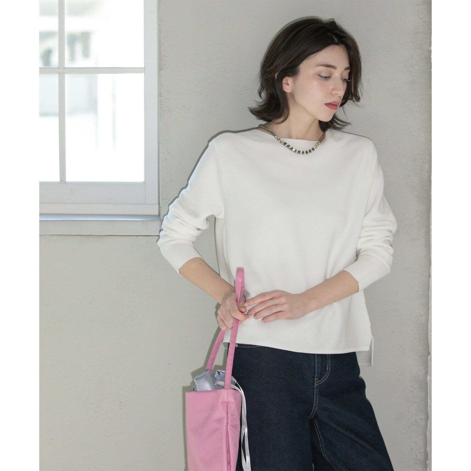 OPAQUE.CLIP「ボートネックニット/オーガニックコットン混【UV/洗濯機洗い可】」|ニット・セーター|