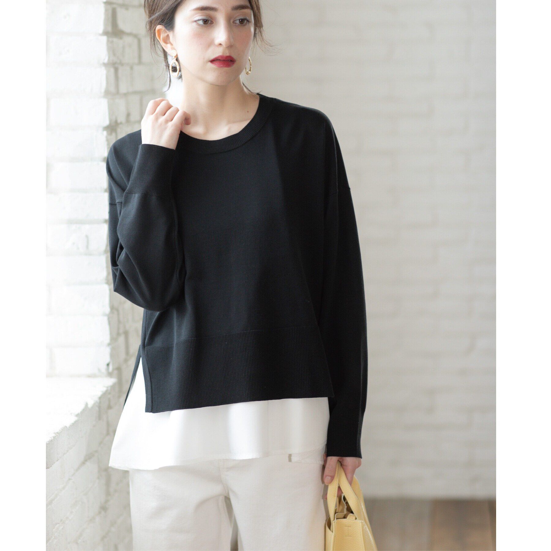 OPAQUE.CLIP「《ツインセット》ワイドニット&times;裾フレアタンクトップ【洗濯機洗い可/抗ピル】」|ニット・セーター|
