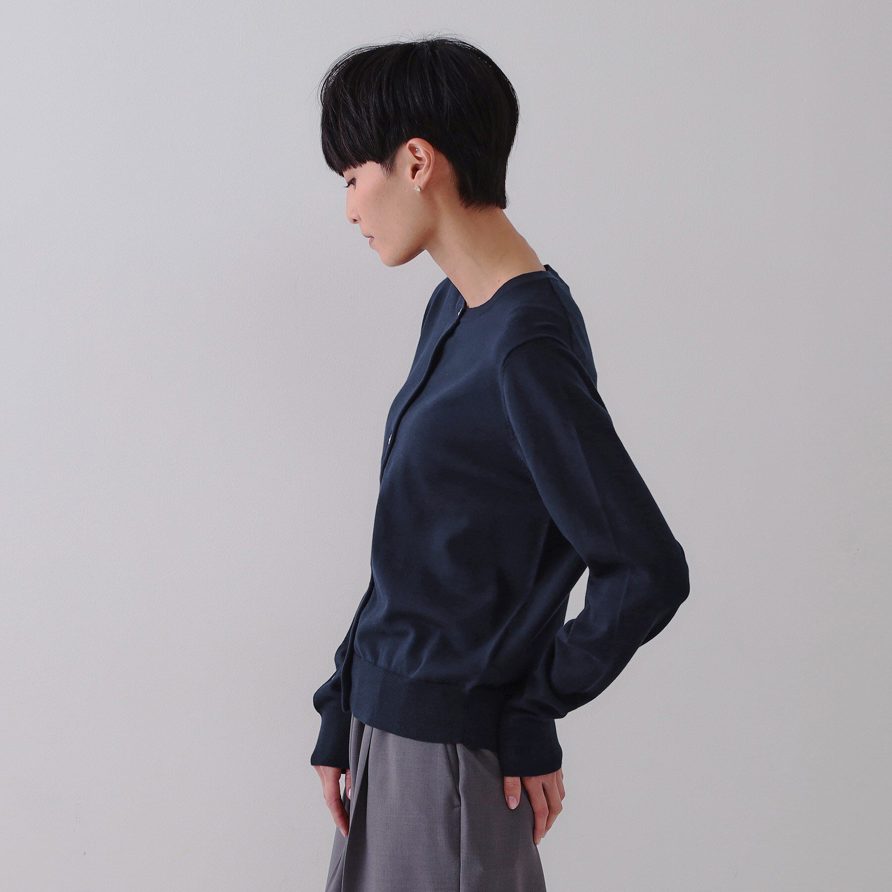 OPAQUE.CLIP「クルーネックニットカーディガン/オーガニックコットン混【UV/洗濯機洗い可】」|カーディガン|